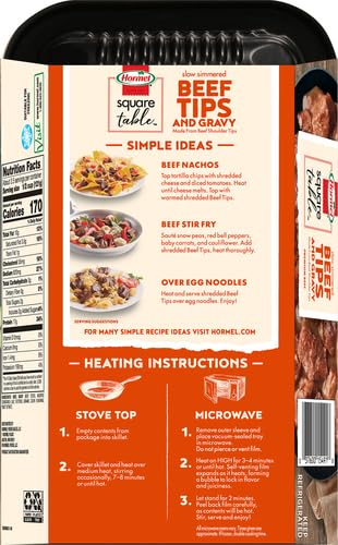 Hormel Slow Simmered Beef Tips & Gravy - Premium Refrigerated Entree (15 Oz) - Tender Beef in Rich Sauce for Quick Meals, Lunches & Family Dinners
