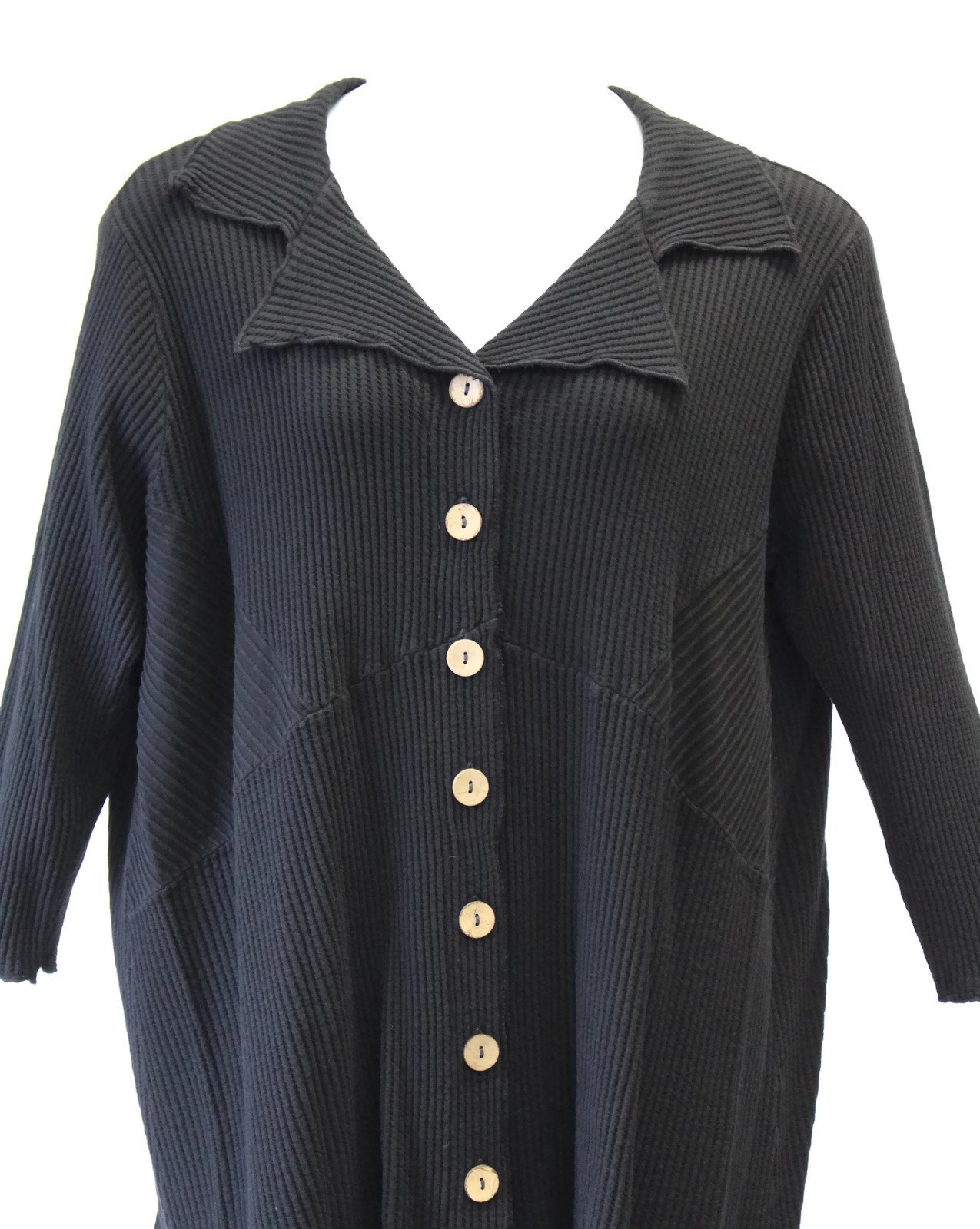 Women's Plus Size Black Waffle Asymmetrical Shirt - Stylish Loose Fit Tunic Top for Casual Outings & Layered Looks