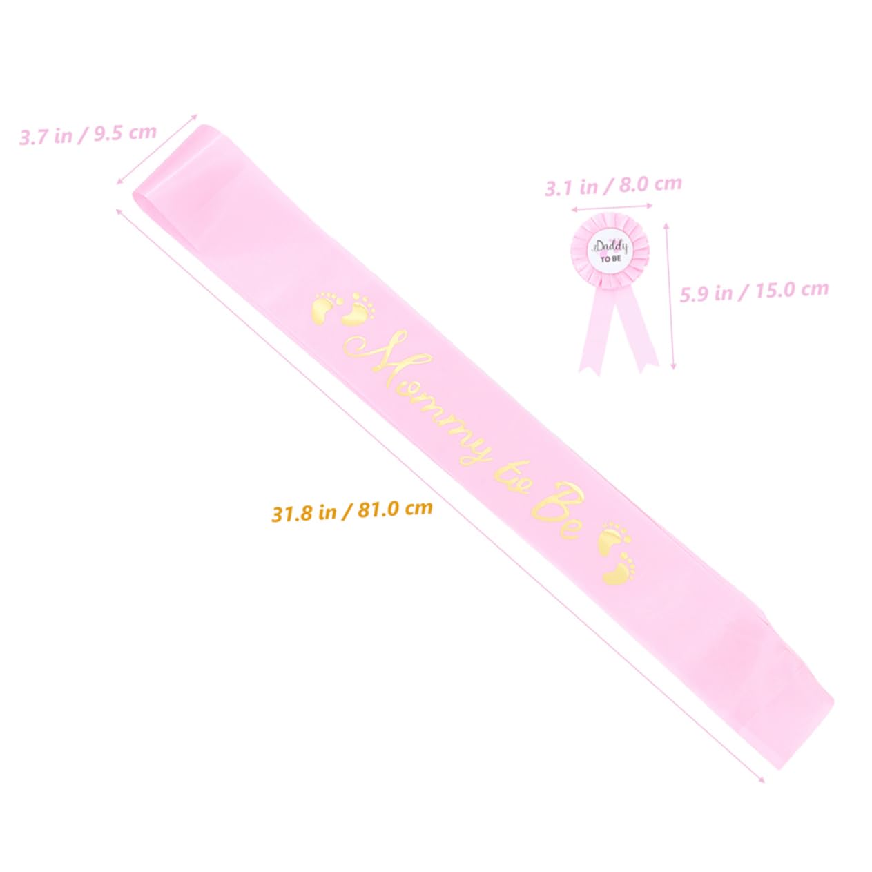 BIUDECO 2 Sets Maternity Belt & Shower Badge Pin Set - Baby Shower Sash for Mom & Dad to Be, Gender Reveal Party Decor, Pregnancy Announcement Accessories - Perfect for Baby Showers, Gender Reveals & Maternity Photos