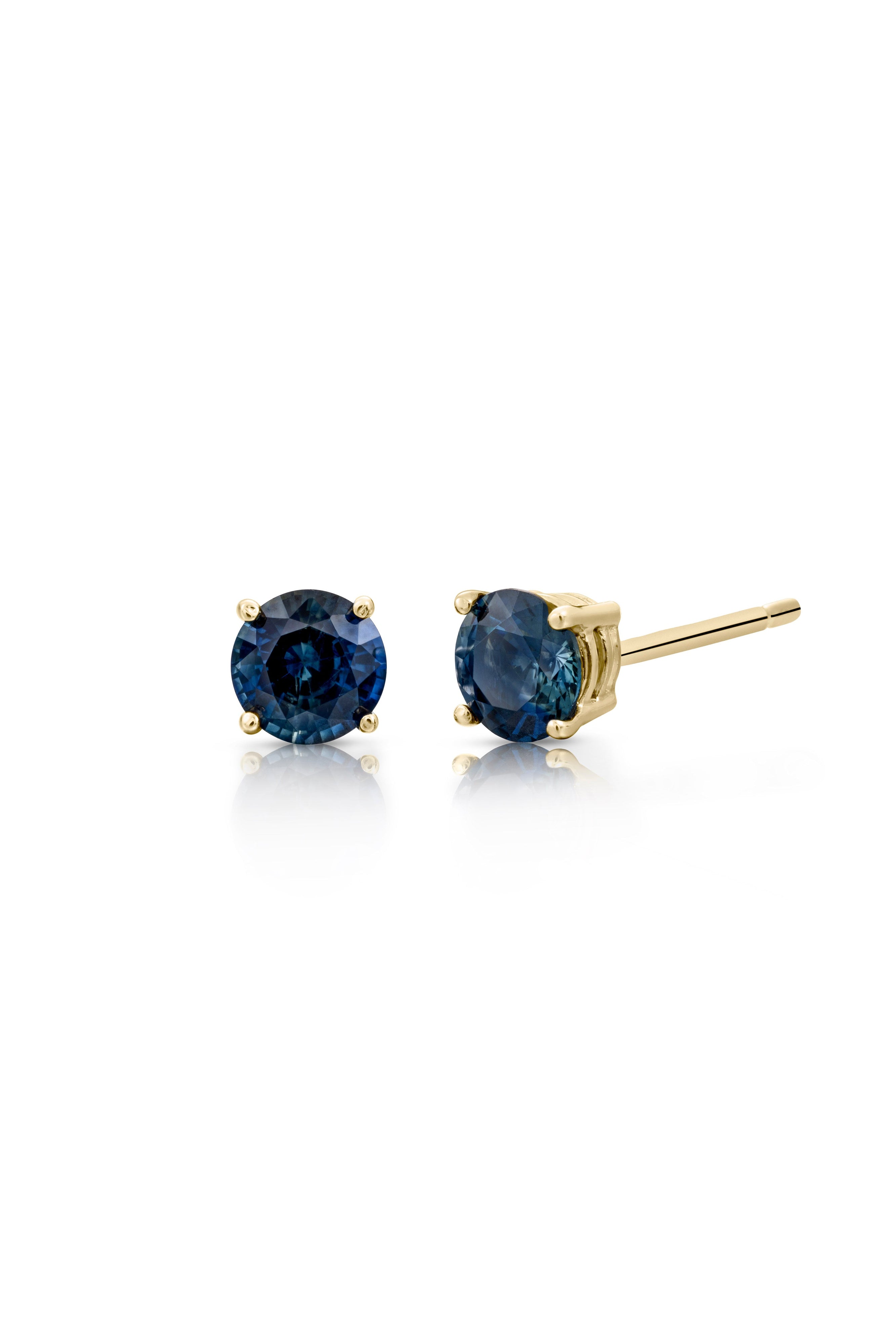 Teal Sapphire Gold Stud Earrings for Women – 14K Solid Gold Minimalist Earrings with Genuine Sapphire Gemstones – Perfect for Everyday Wear, Gifts & Special Occasions