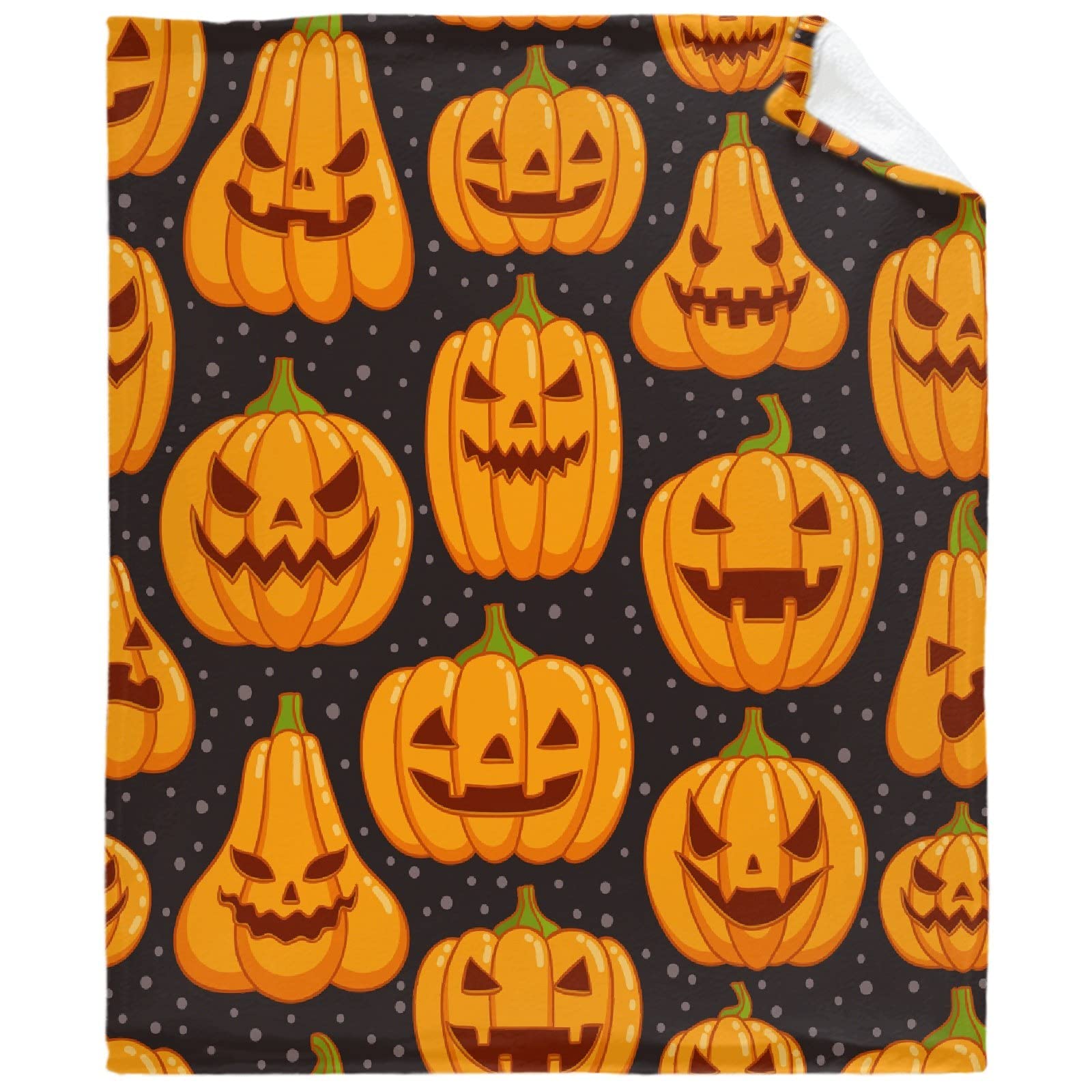 Halloween Pumpkin Flannel Blanket - Super Soft & Warm Cozy Shaggy Throw - 120x90 Inch Lightweight Bed Blanket for Couch, Sofa & Family Use - Perfect for Fall Decor, Movie Nights & Seasonal Home Comfort