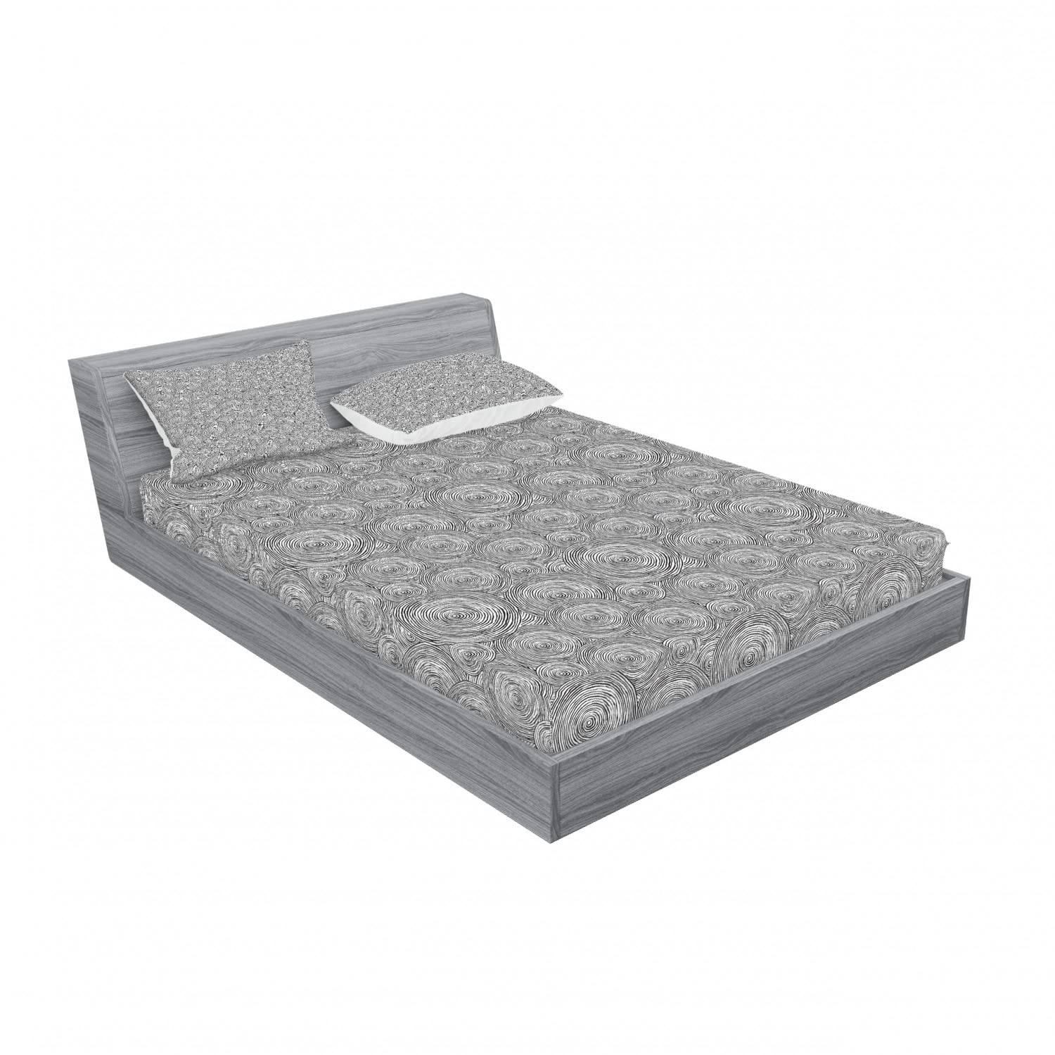 Ambesonne Abstract 2-Piece Full Size Fitted Sheet Set with 4 Pillow Shams - Hand Drawn Spiral Round Pattern in Charcoal Grey & White - Soft Bedding for Guest Rooms, Dorms & Cozy Bedroom Decor