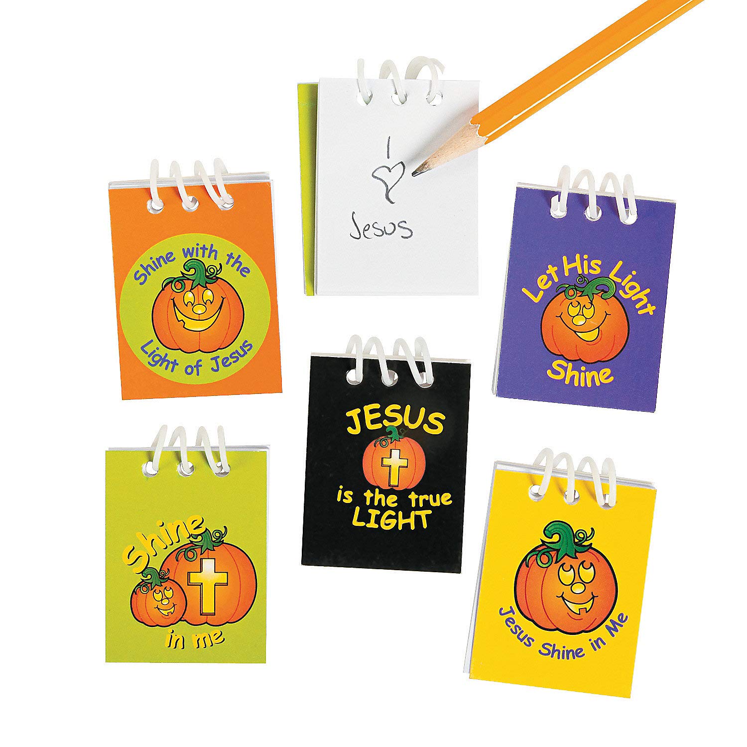 Christian Pumpkin Mini Notepads - 48 Pack Halloween Religious Party Favors & Decorations - Perfect for Sunday School, Bible Study, and Fall Festival Gift Giving