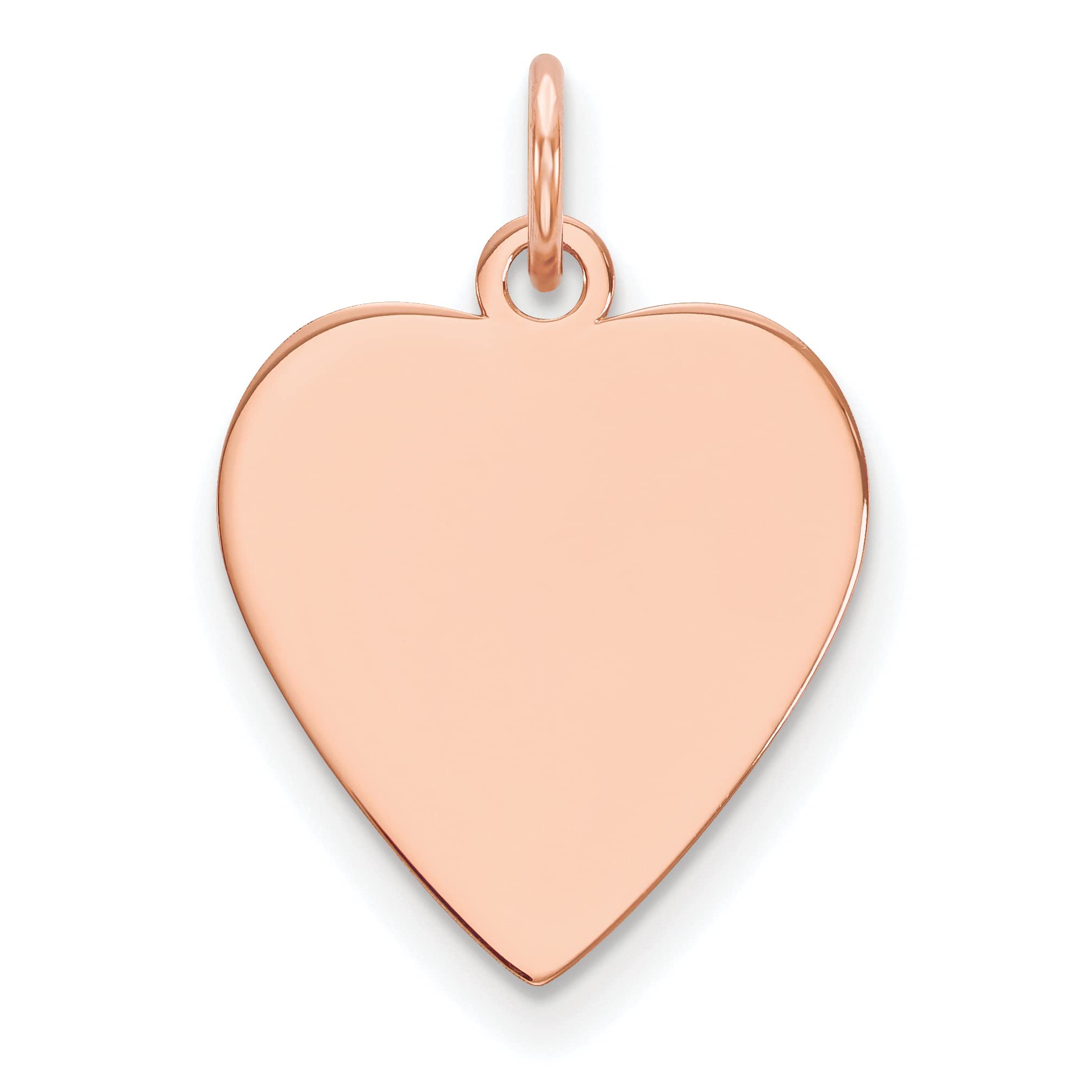 14k Rose Gold Engravable Heart Disc Charm - .018 Gauge Plain Jewelry for Necklace, Bracelet & Gift Giving | Personalized Keepsake for Anniversary, Birthday & Valentine's Day