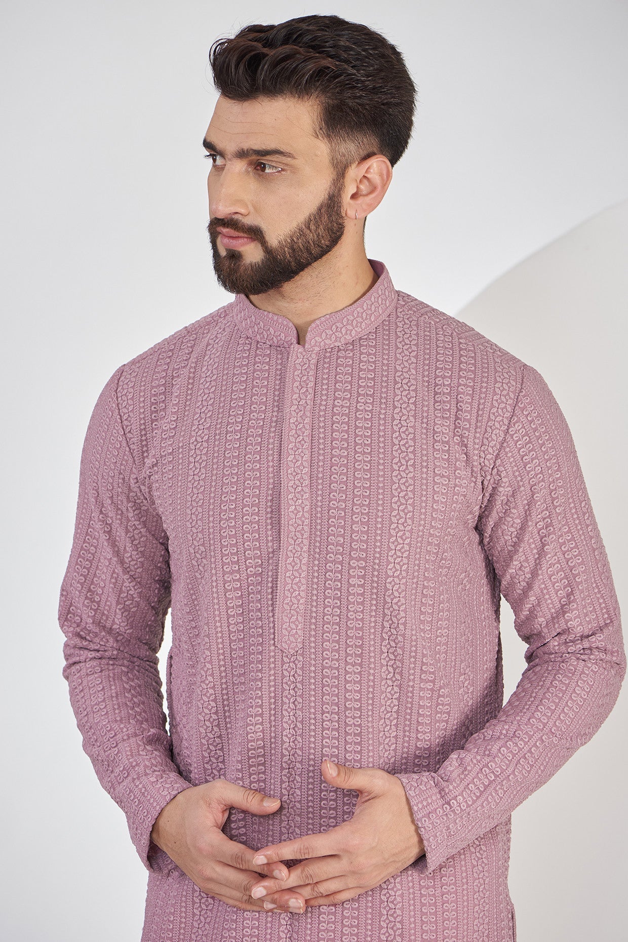 Elegant Mauve Chikankari Kurta for Women - Traditional Indian Embroidered Tunic Top - Perfect for Festivals, Weddings & Casual Wear