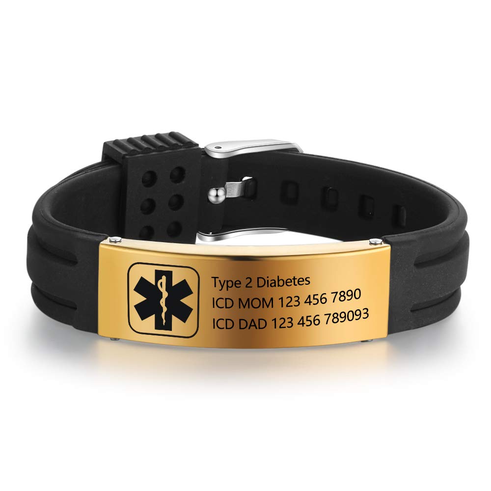 Adjustable Medical ID Bracelet for Women & Men - Custom Silicone Sport Wristband for Kids & Adults | Perfect for Allergies, Diabetes, Emergency Contact Info - Gym, Running, Hiking, Travel
