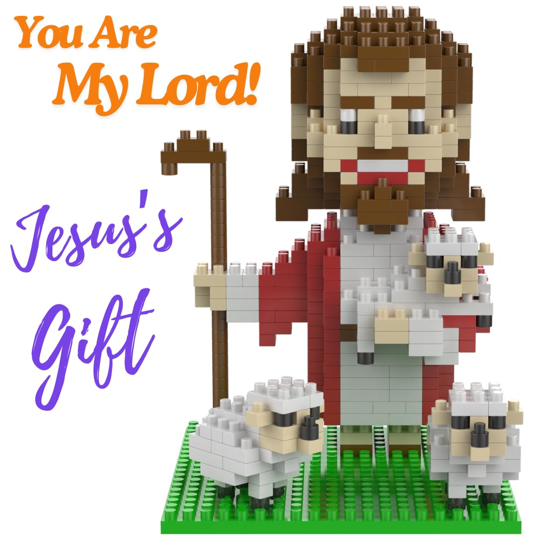 Jesus Christ Building Blocks Set - 589PCS Bible Story The Good Shepherd Mini Figurine, Nativity Christmas Gift for Kids & Adults (Ages 14+), 3.3x3.14x4.44inch - Perfect for Sunday School, Christmas Party Favors & Christian Family Activities