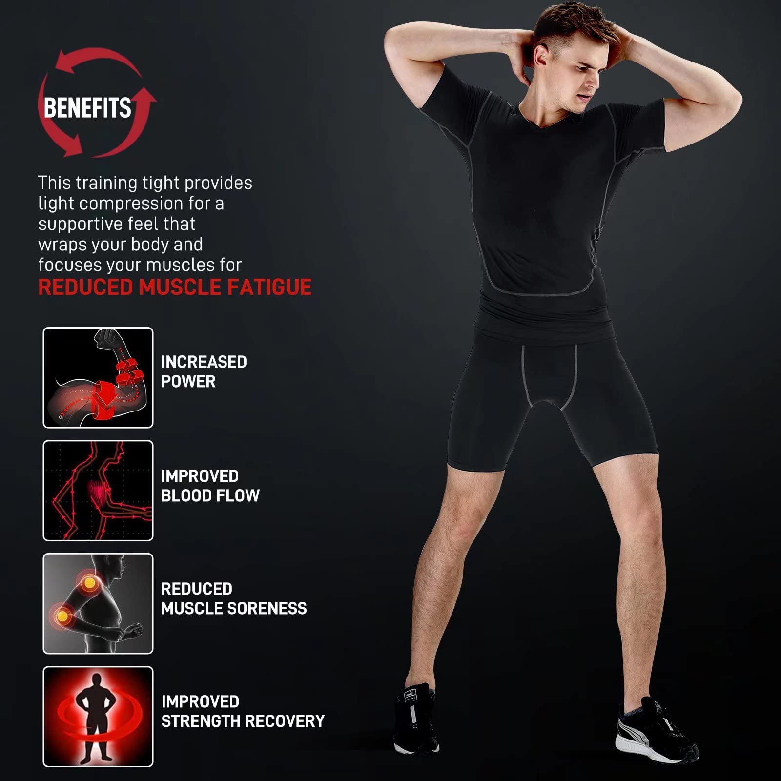 1 or 2 Pack Men's Compression Shorts - Cool Dry Athletic Underwear, Spandex Running Sport Shorts with Muscle Support - Ideal for Gym, Running, Cycling & Workouts