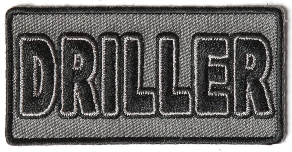 Driller Patch - 3x1.5 Inch Iron On Embroidered Patch for Jackets, Hats & Backpacks - DIY Sewing & Clothing Repair Accessories