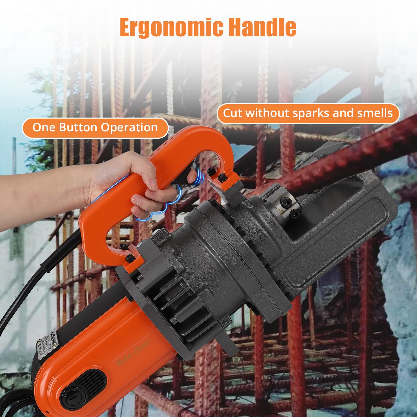 GARVEE 1700W Electric Hydraulic Rebar Cutter - Cuts 4-25mm Steel Bars in 5 Seconds | Heavy Duty Construction Tool for Rebar Cutting in Building Projects