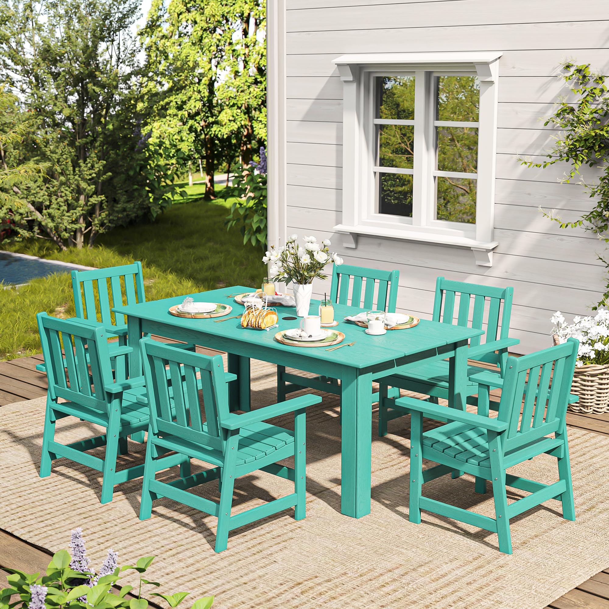 VICLLAX 1-Piece HDPE Weather-Resistant Patio Dining Chair - Durable Adirondack Balcony Furniture for Front Porch, Deck, Backyard & Outdoor Spaces - Perfect for Relaxing, Sunbathing and Entertaining Guests