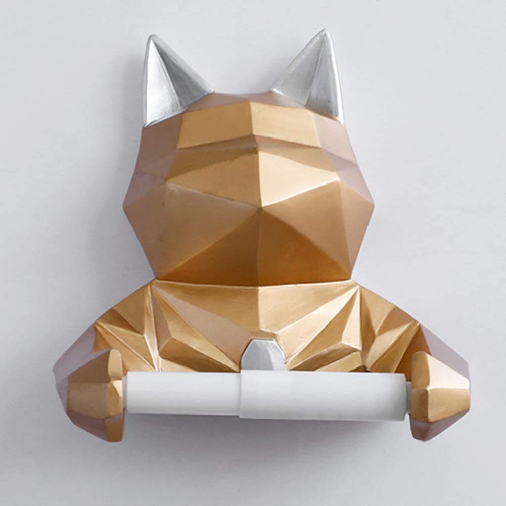 Nordic Animal Head Wall-Mounted Toilet Paper Holder - Gold Bathroom Tissue Roll Dispenser with No Drilling Required | Perfect for Modern, Farmhouse & Scandinavian Style Bathrooms