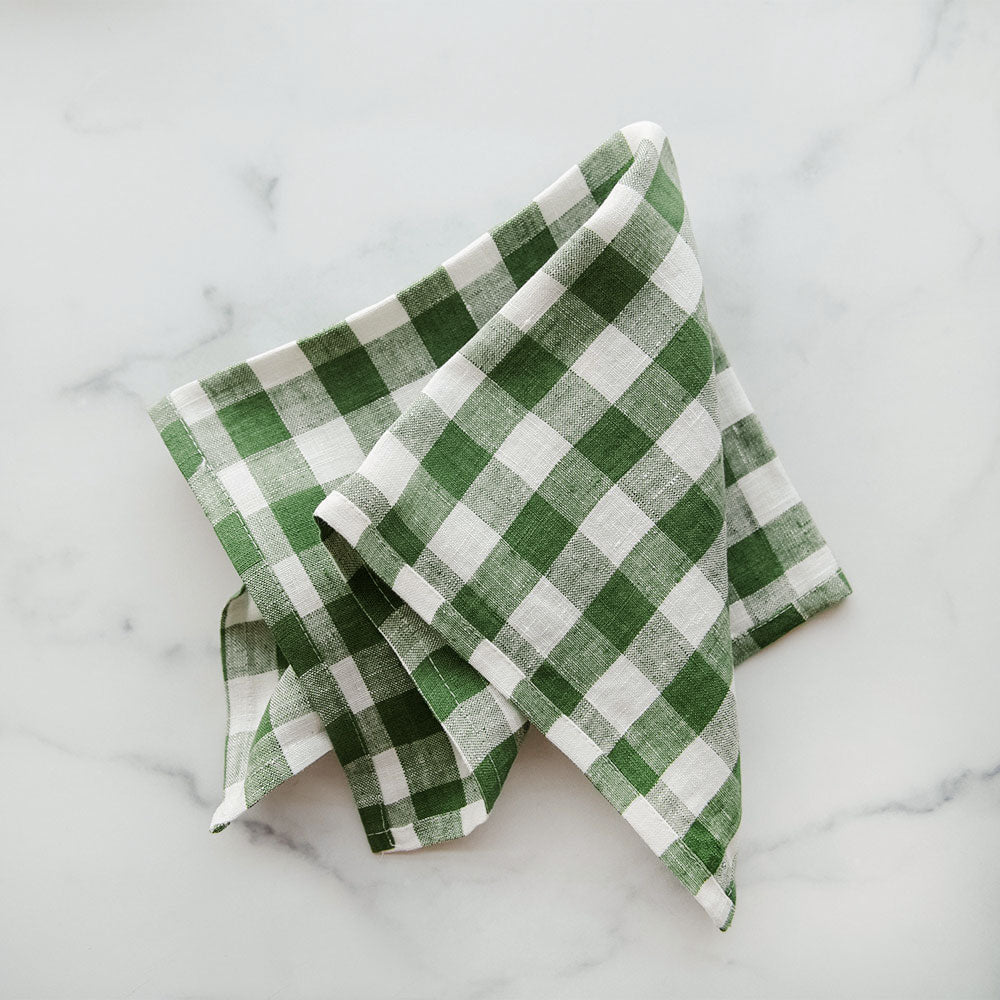 Premium Gingham Linen Napkin Set - 12-Piece Cotton Table Napkins for Dining, Kitchen & Party Decor - Elegant Checkered Design for Weddings, Picnics & Home Decor