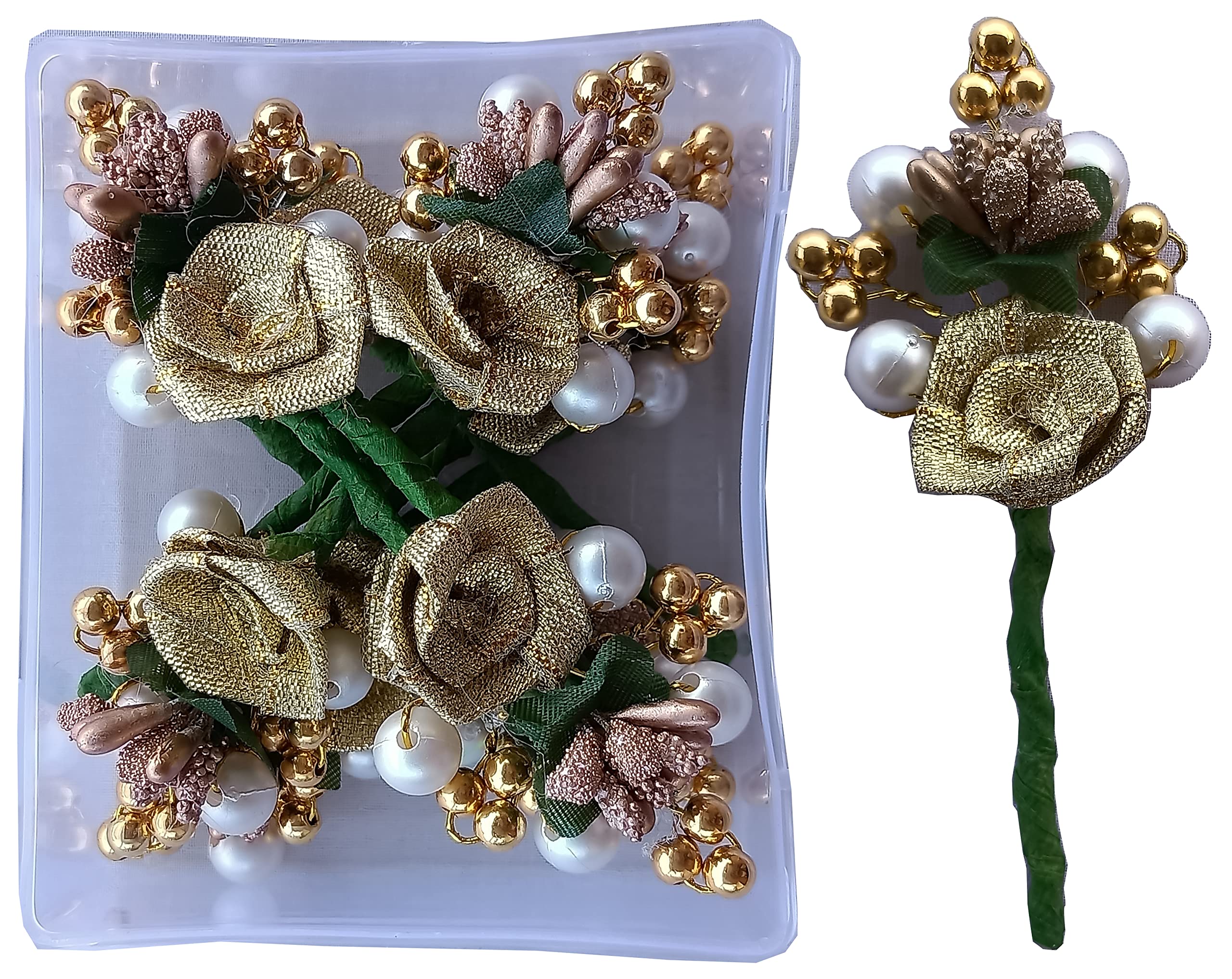 8Pcs Gold Flower Juda Bun Hair Pins - Elegant Hair Accessories for Weddings, Parties & Everyday Styling
