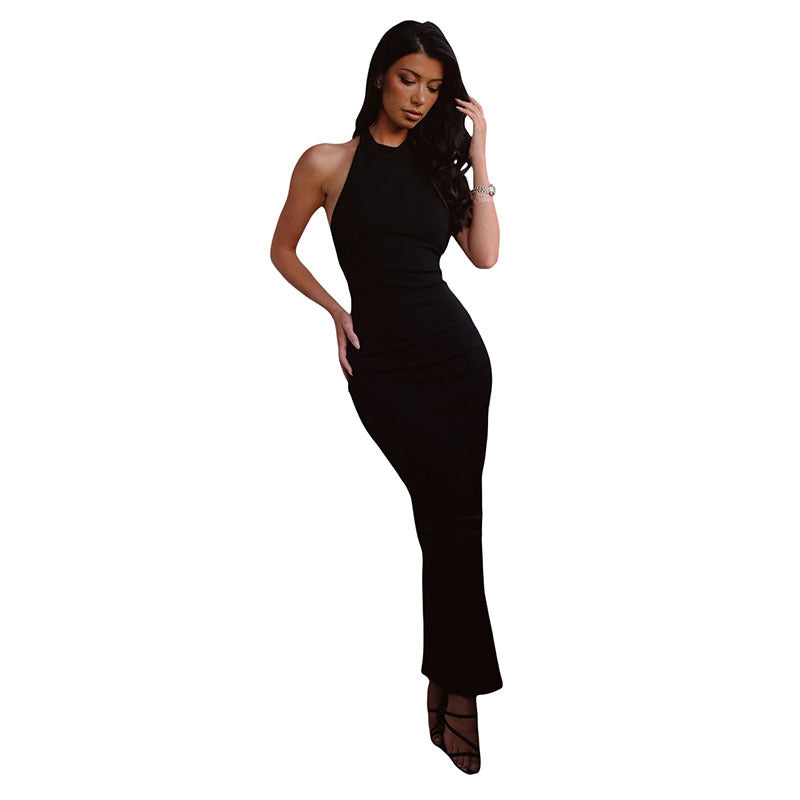 Sexy Halterneck Backless Bodycon Evening Dress with High Slit - Perfect for Prom, Cocktail Parties & Date Nights