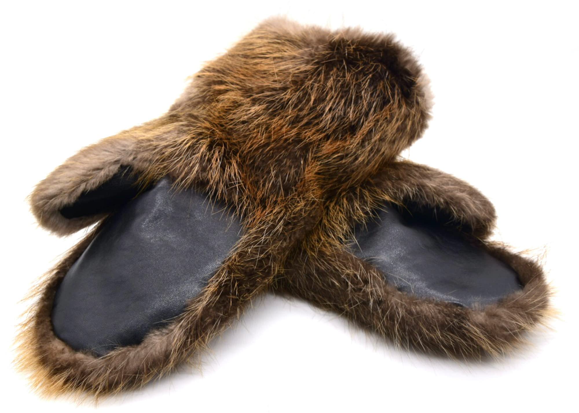 Premium Men's Beaver Fur Gauntlet Mittens - Genuine Fur Winter Gloves for Extreme Cold - Ideal for Skiing, Snowboarding & Outdoor Adventures