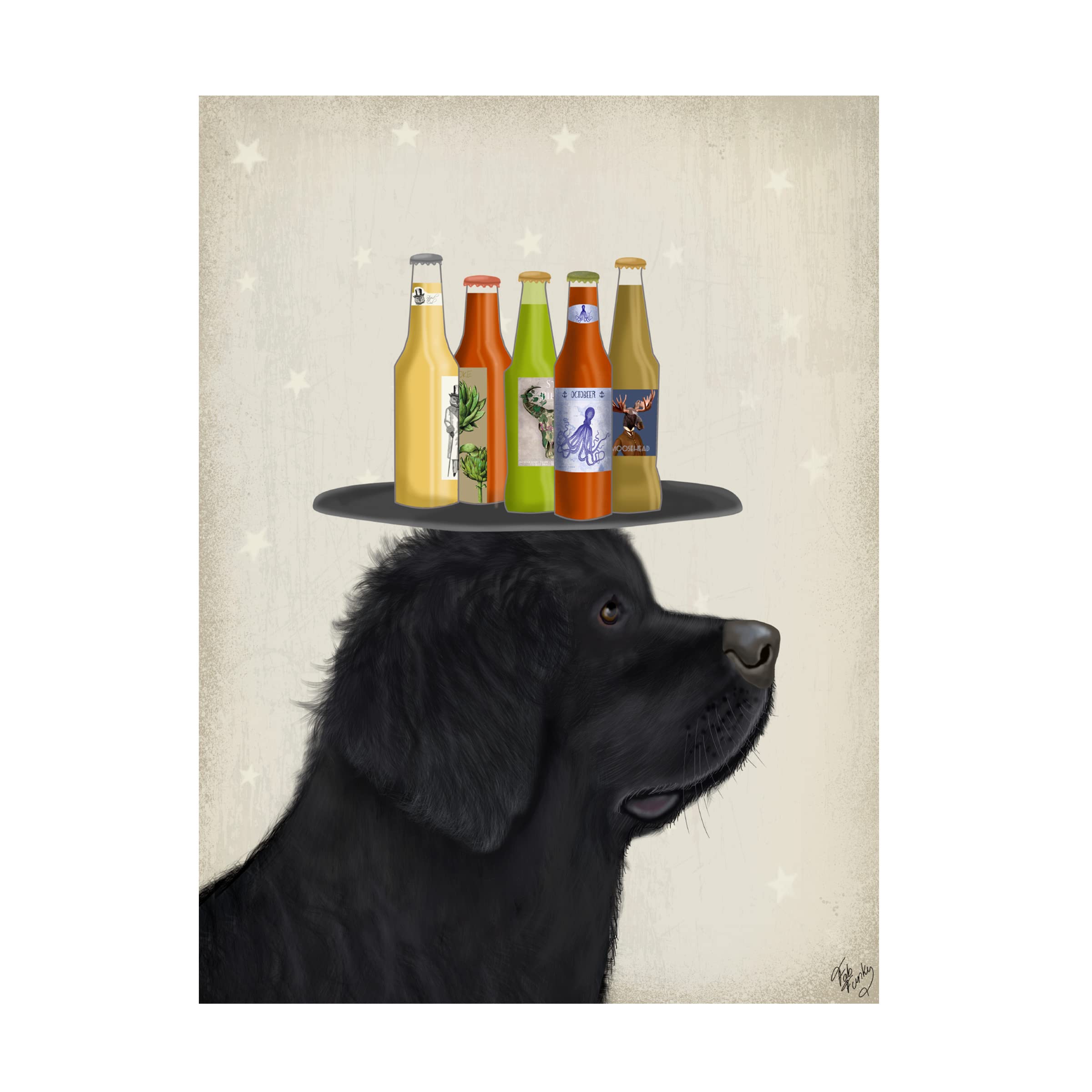 Pit Bull Beer Lover Canvas Wall Art by Fab Funky - Funny Dog Drinking Beer Painting for Man Cave, Bar Decor & Gift for Dog Lovers