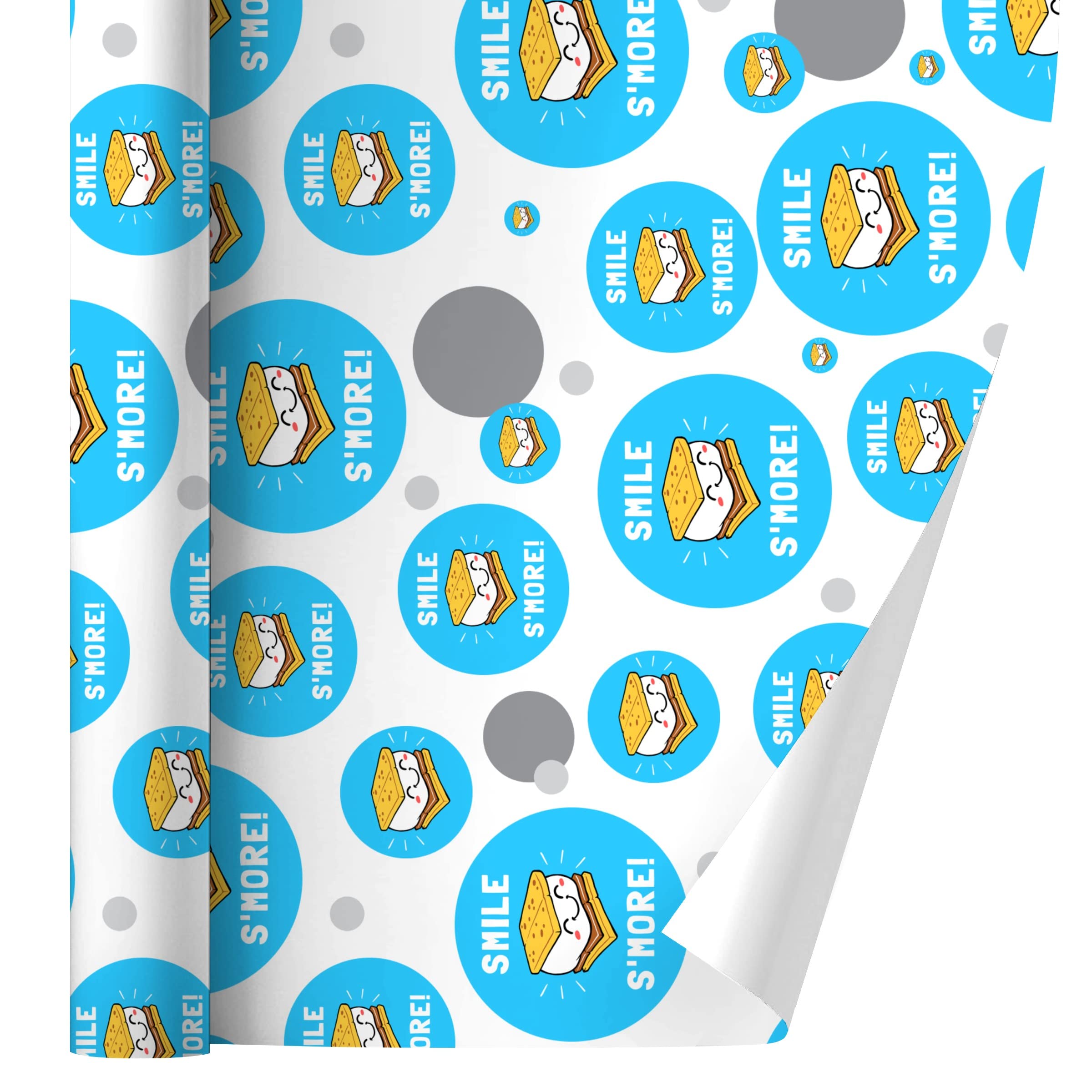 Smile S'More Funny Humor Gift Wrap Paper Roll - Perfect for Birthday, Christmas & Party Presents - 24