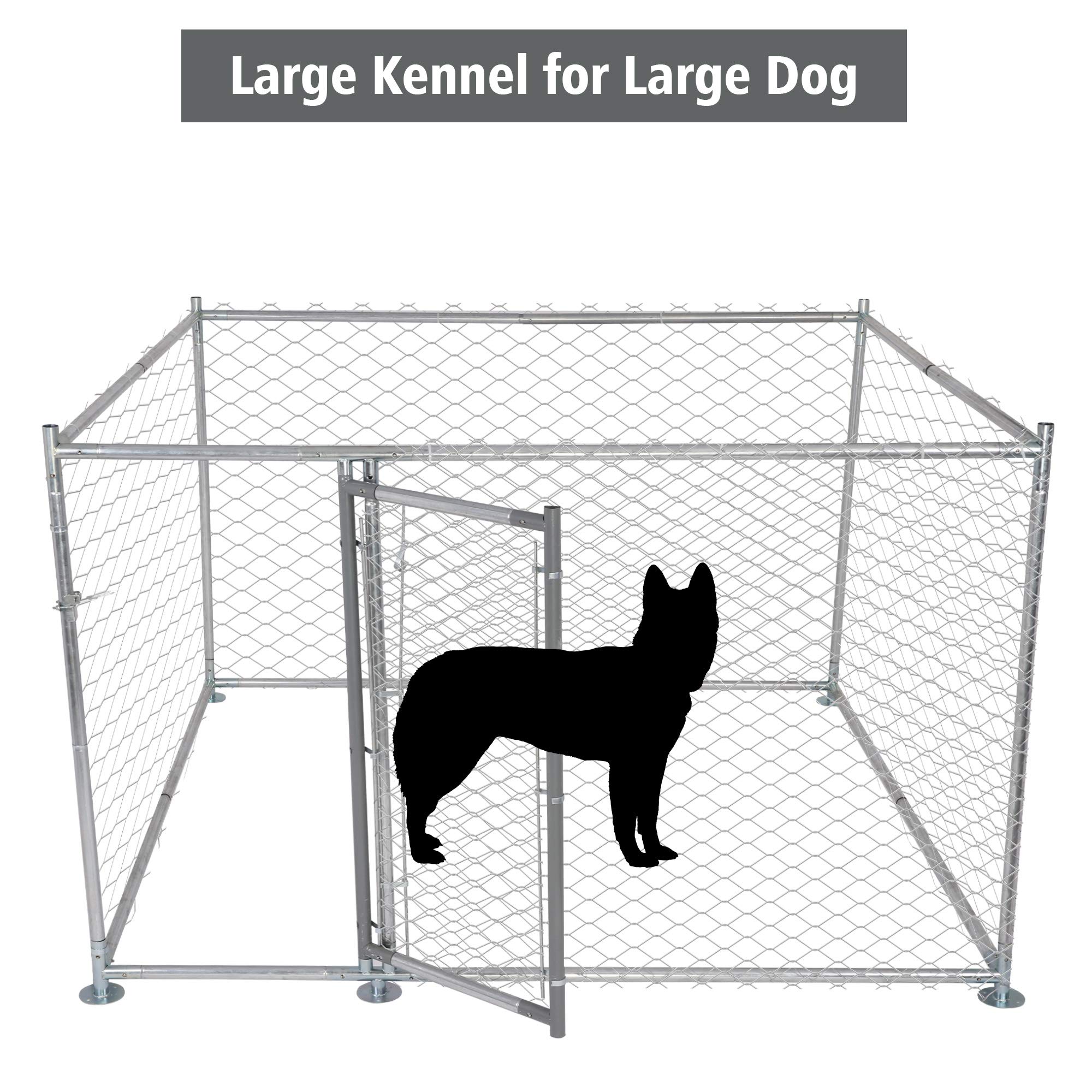 LUCKYERMORE Heavy Duty Metal Dog Crate for Large Dogs - Outdoor & Indoor Rust-Proof Dog Kennel with Lockable Gate & Optional Waterproof Cover - Easy to Clean Pet Cage for Backyard, Garage or Travel Use
