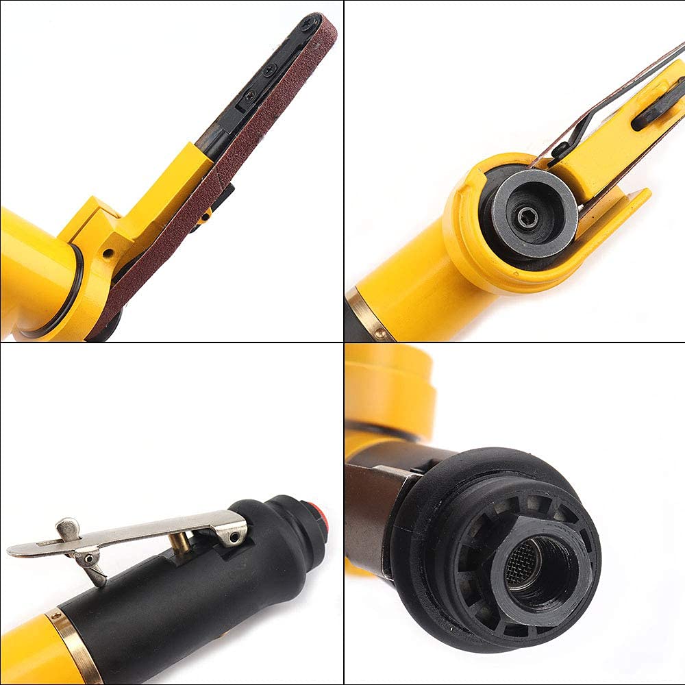 38 Pneumatic Air Belt Sander Kit with 14Pcs Sanding Belts (Grit 60/80/120) - Mini Air Belt Grinder Tool for Aluminum, Iron & Steel Metal Polishing - Perfect for Automotive, Woodworking & DIY Metal Projects