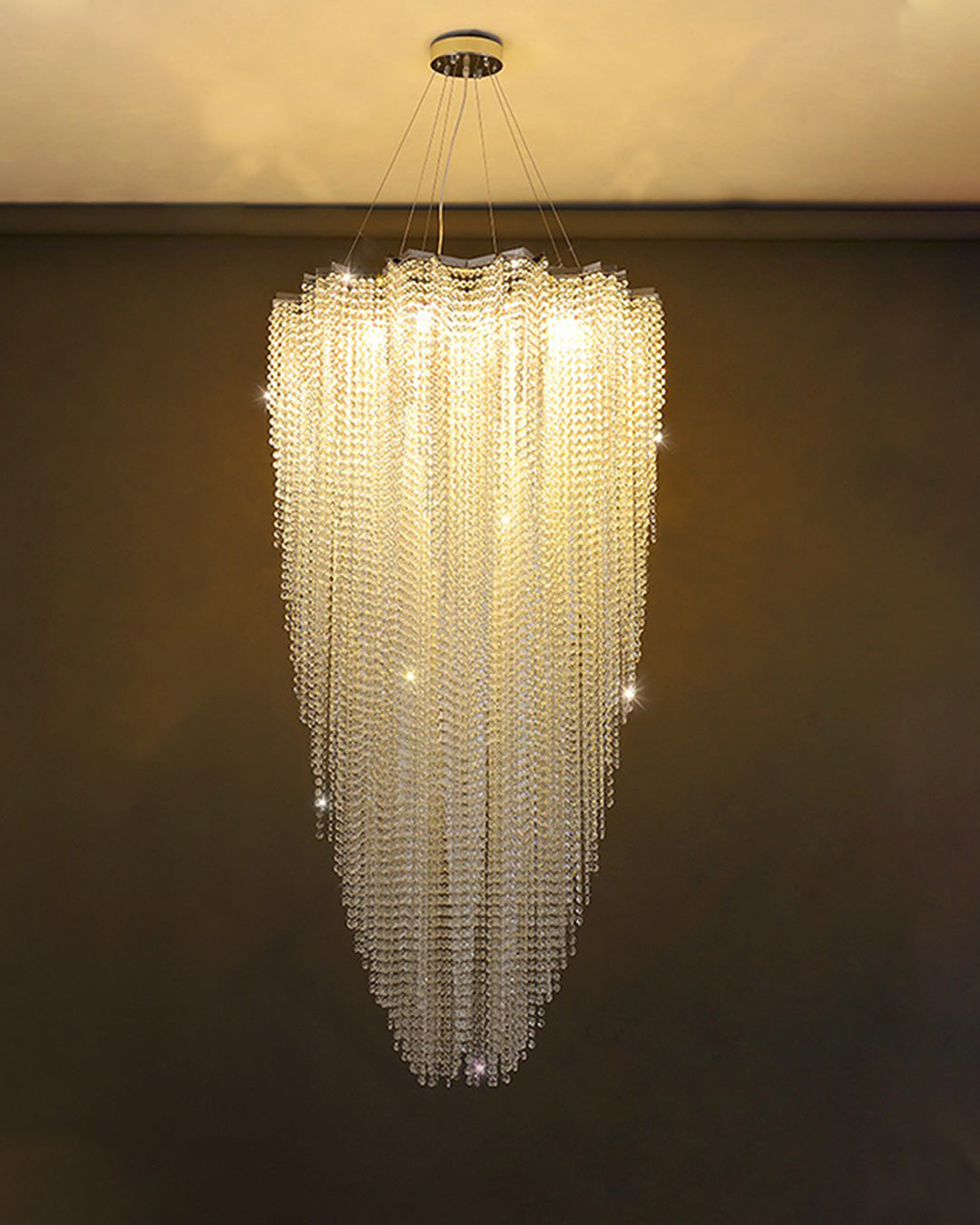 Merlin Cascading Crystal Foyer Chandelier - Elegant Entryway Lighting Fixture for Grand Halls, Luxury Hotels & Upscale Home Decor