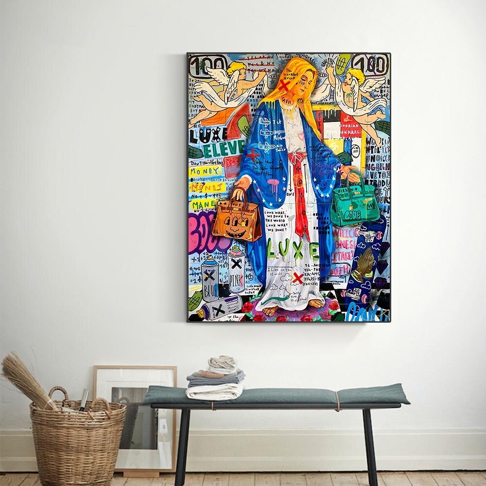 Banksy Virgin Mary Art Print - Unique & Captivating Street Art Masterpiece for Home Decor, Office Wall Art & Gift Ideas