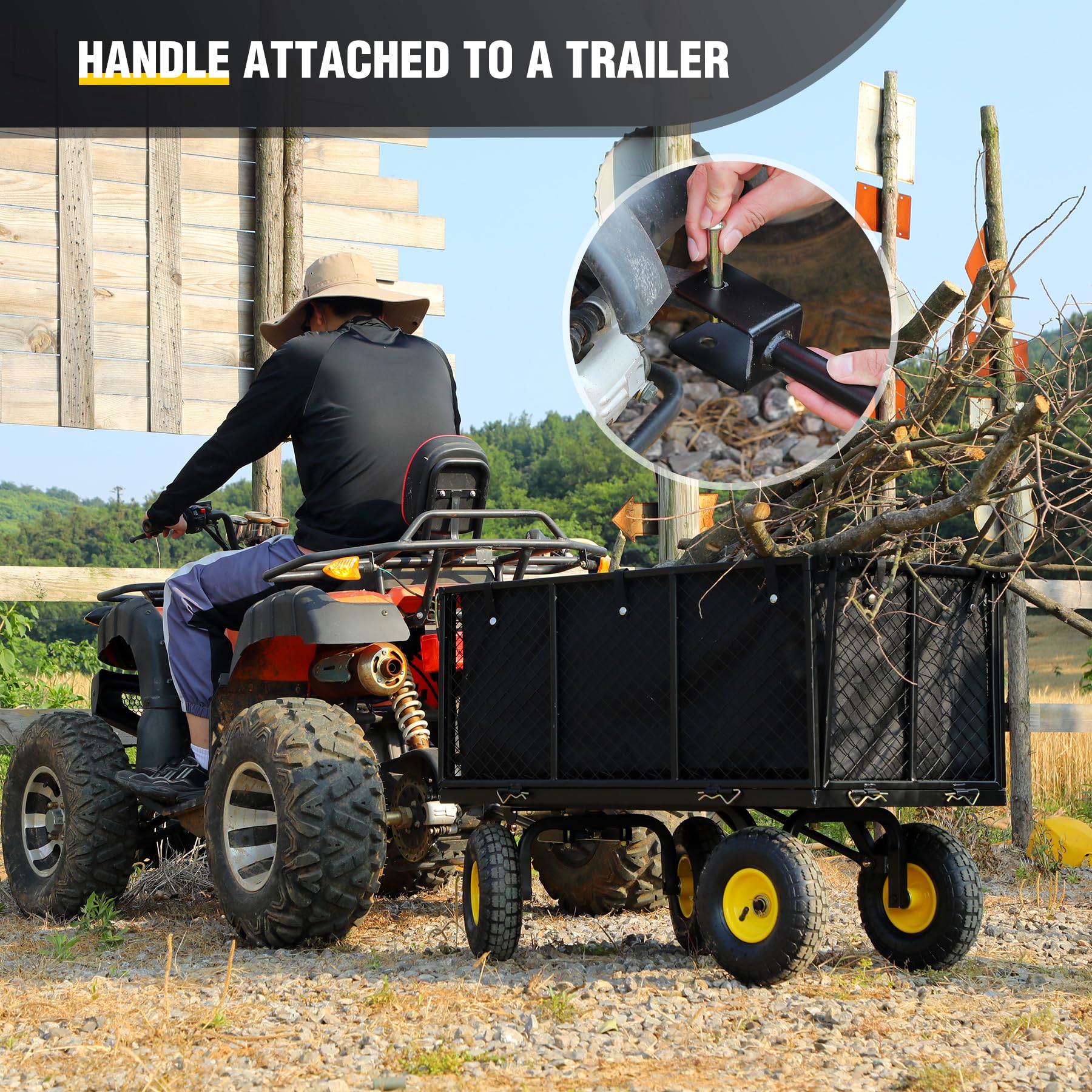 REDCAMP 800lbs Capacity Heavy Duty Utility Garden Cart with Removable Mesh Steel Sides & 10