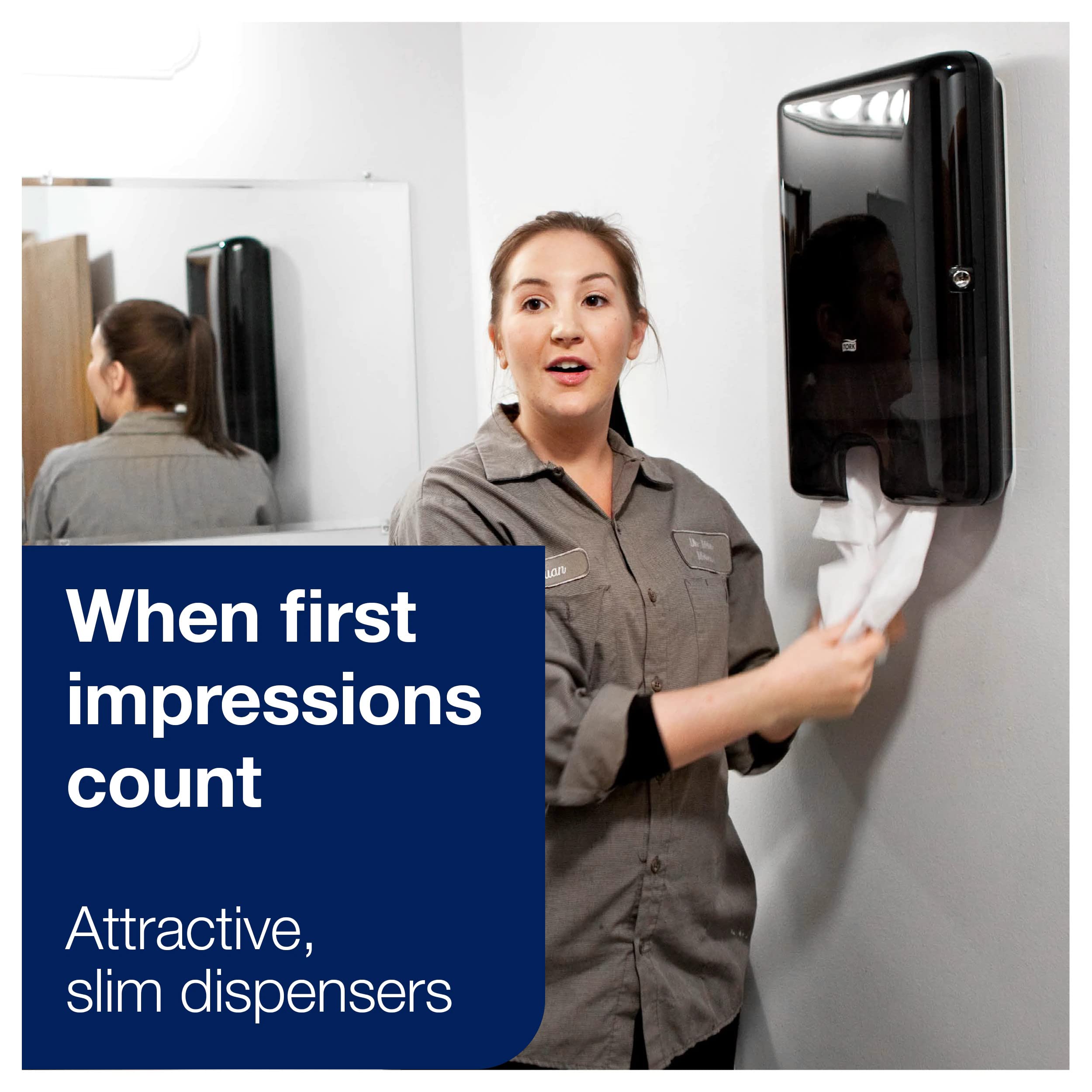 Tork Xpress Multifold Hand Towel Dispenser - Wall Mounted Black H2 | Single Sheet Dispensing | Adjustable Height | Ideal for Restaurants, Offices & Public Restrooms (Model 552008)