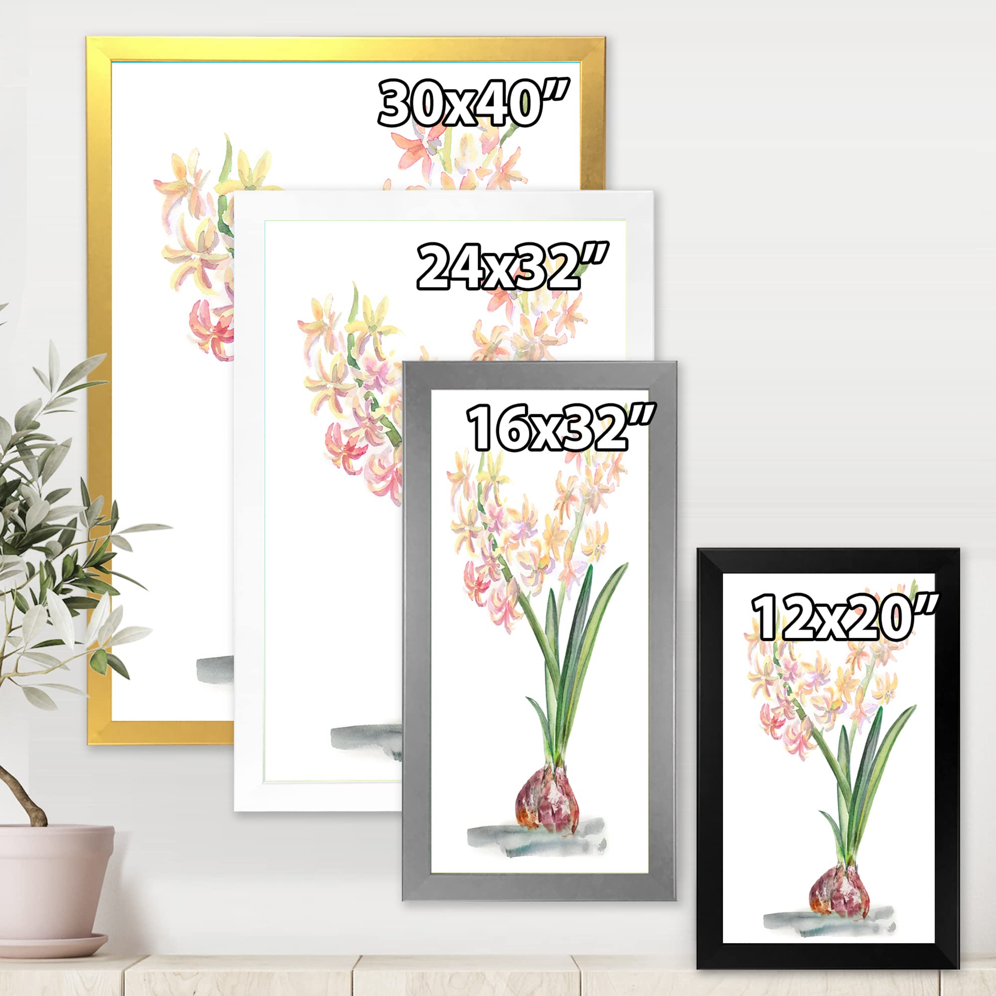 DesignQ Blossoming Hyacinth in Spring Traditional Framed Wall Art - Floral Home Decor for Living Room, Bedroom & Office - Perfect Gift for Housewarming & Spring Decor
