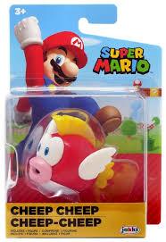 Jakks Pacific Super Mario Cheep Cheep Figure - Collectible Toy for Super Mario Fans | Perfect for Gaming Decor, Birthday Gifts & Nintendo Collections