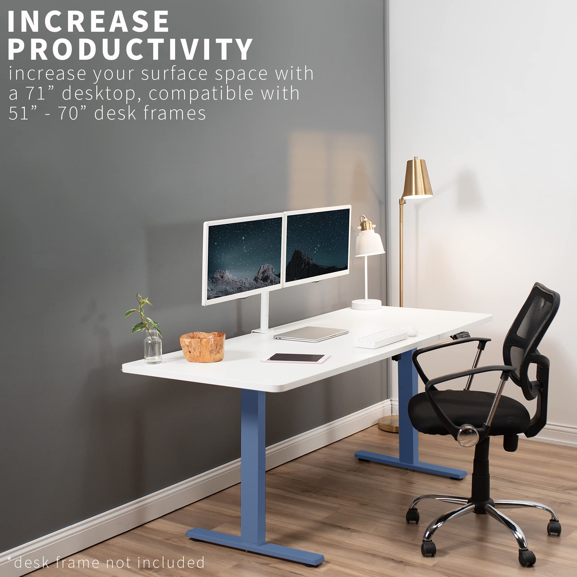 VIVO Universal 71 x 30 Inch White Table Top for Adjustable Height Desk Frames - Fits Standard & Sit to Stand Home and Office Desks, Perfect for Workspaces, Gaming Setups & Study Areas