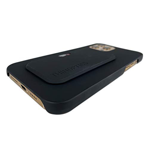 ThinOptics Slim Rectangular Reading Glasses 1.0X + 1.0 Blue with iPhone 12 Pro Max Black Ultra Thin Case - Perfect for Reading, Travel & On-the-Go Use