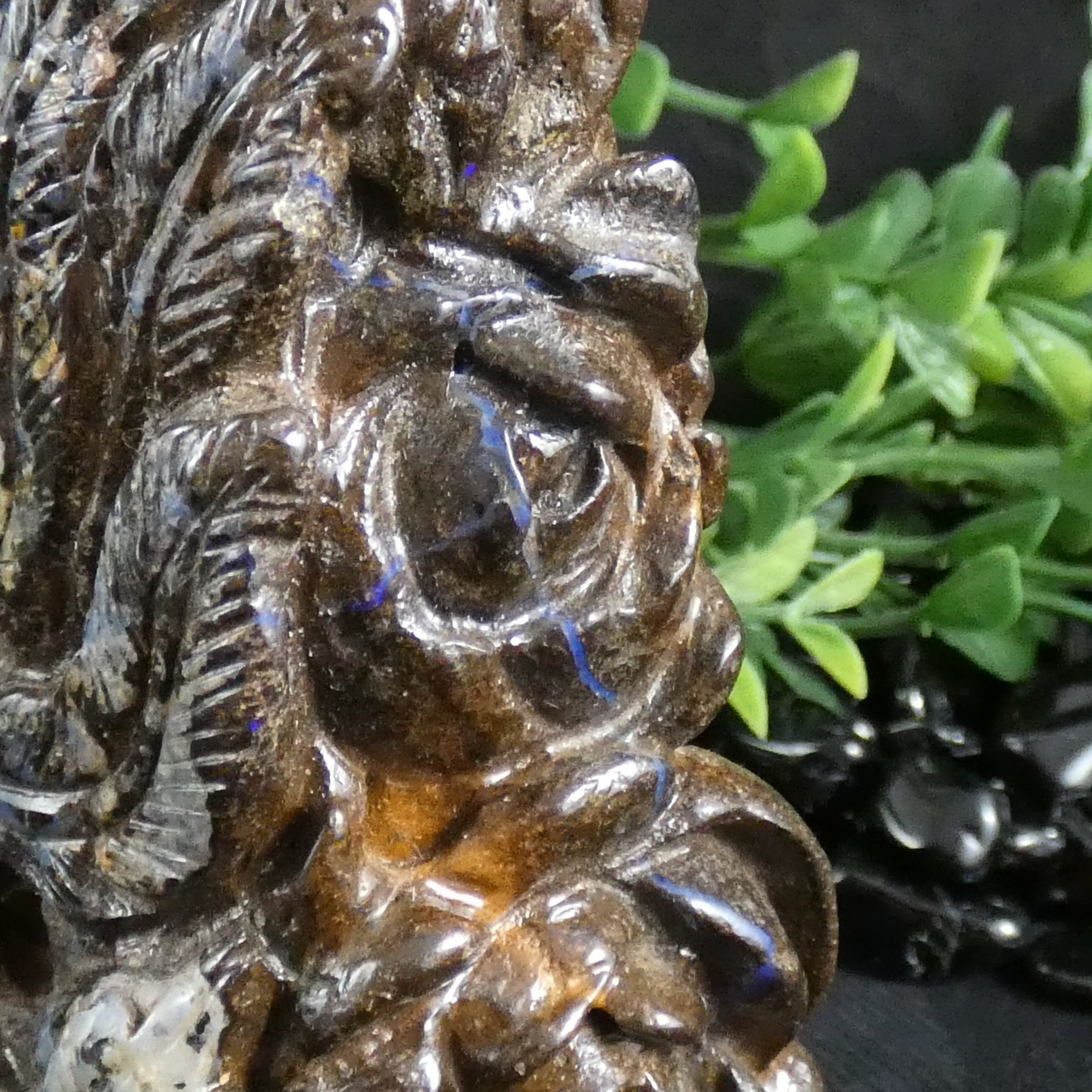 Natural Boulder Opal Bird & Flower Basket Carving - Handcrafted Gemstone Art for Home Decor & Gift Giving | Perfect for Display, Collection & Spiritual Healing