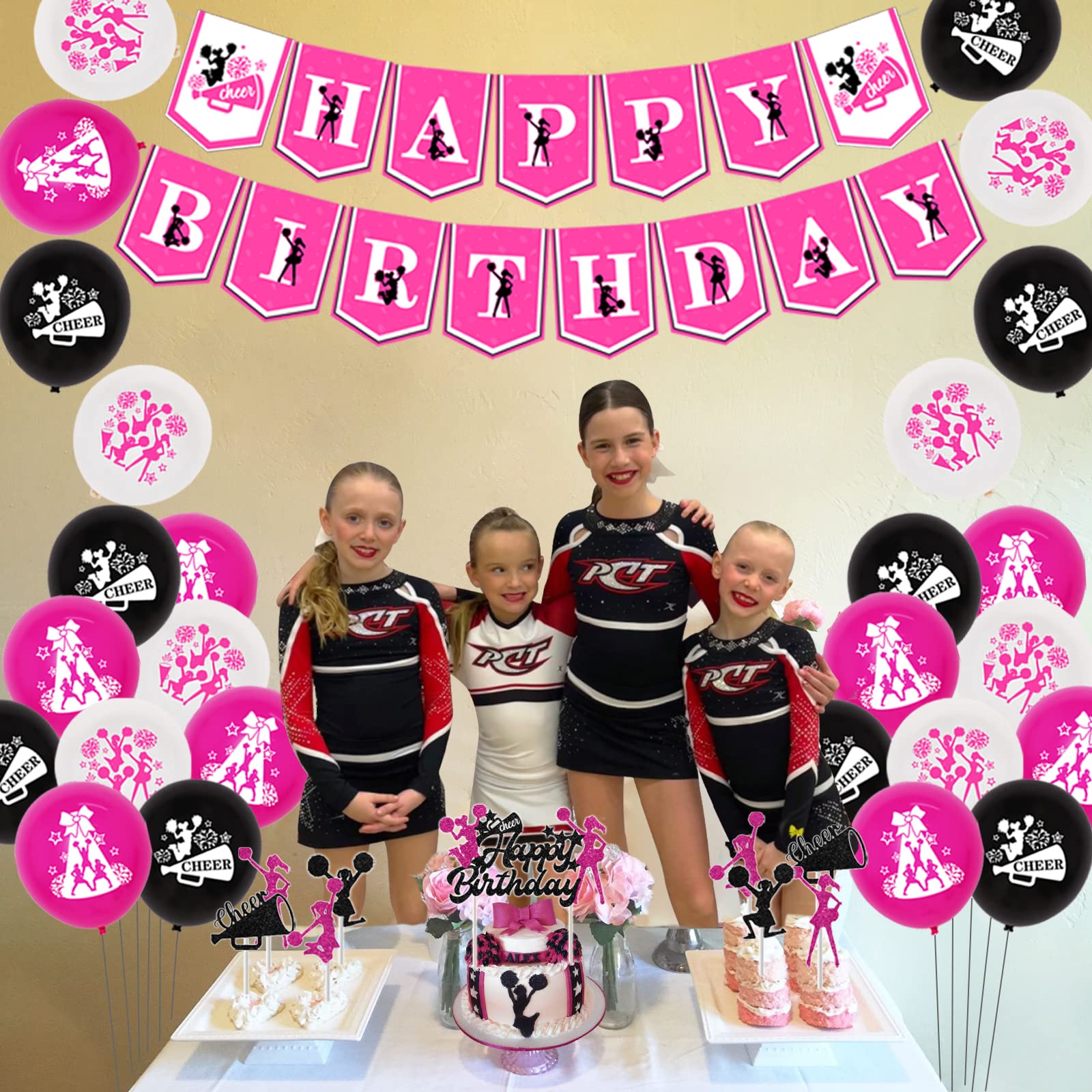 Cheerleader Party Decorations - Rose Red Black Theme for Birthday Celebrations