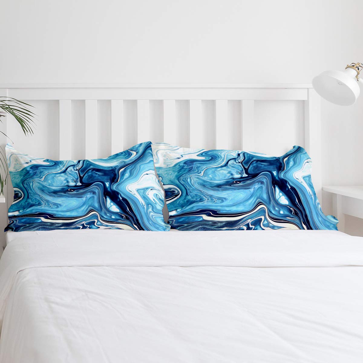 Blue Marble Duvet Cover 3-Piece Full Size Bedding Set with 2 Pillow Shams - Lightweight Soft Comforter Cover in Abstract Design for Modern Bedroom Decor | Perfect for Guest Rooms, Master Bedrooms & Cozy Home Styling