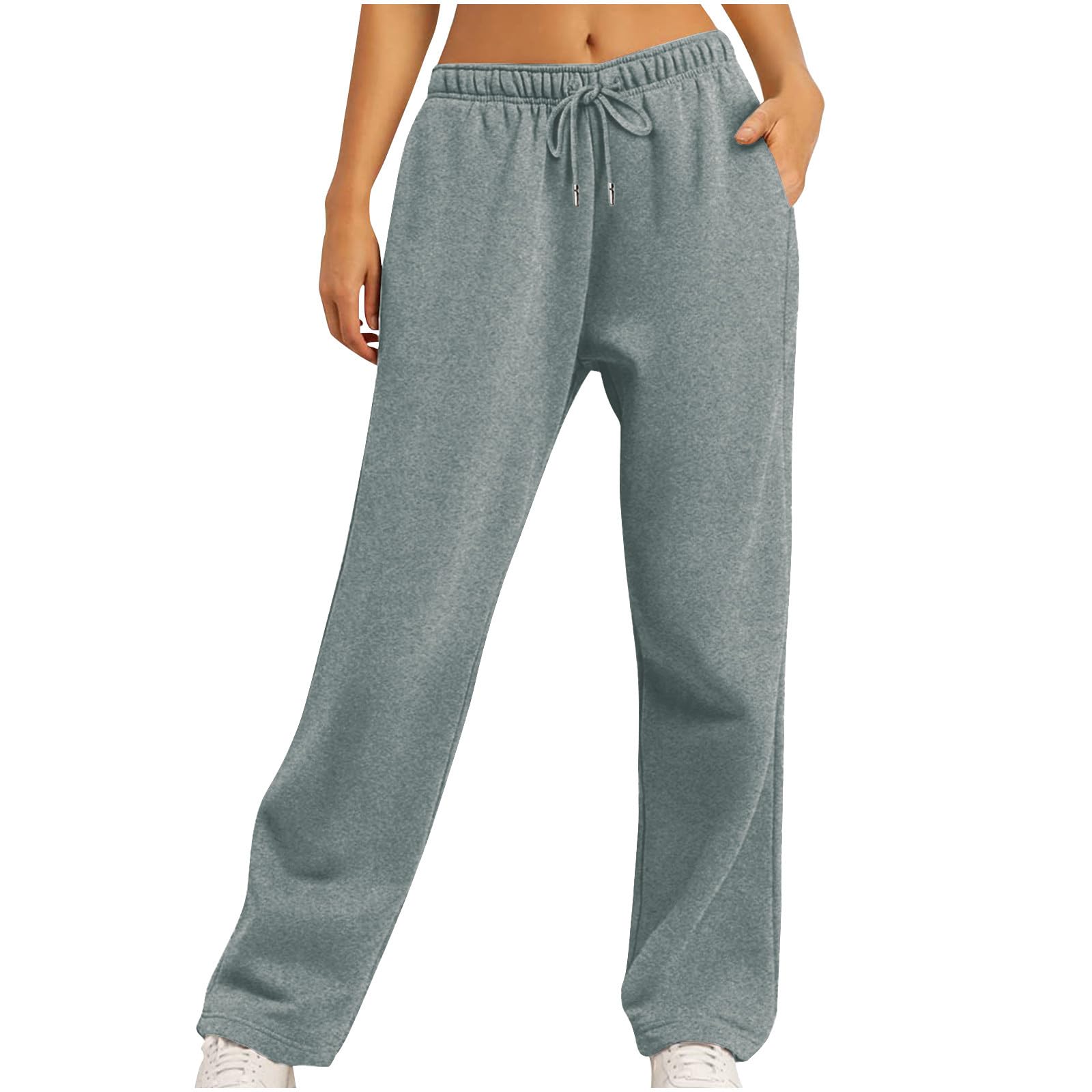 Women's High Waisted Wide Leg Sweatpants - Elastic Waistband Oversized Baggy Lounge Pants for Casual Wear, Yoga, and Home Comfort