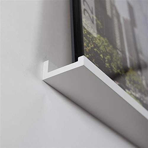 46-Inch Floating Picture Ledge Shelf - Modern Wall Mount Display Shelf for Photos & Artwork - White Denver Design - Perfect for Living Room, Bedroom & Office Decor