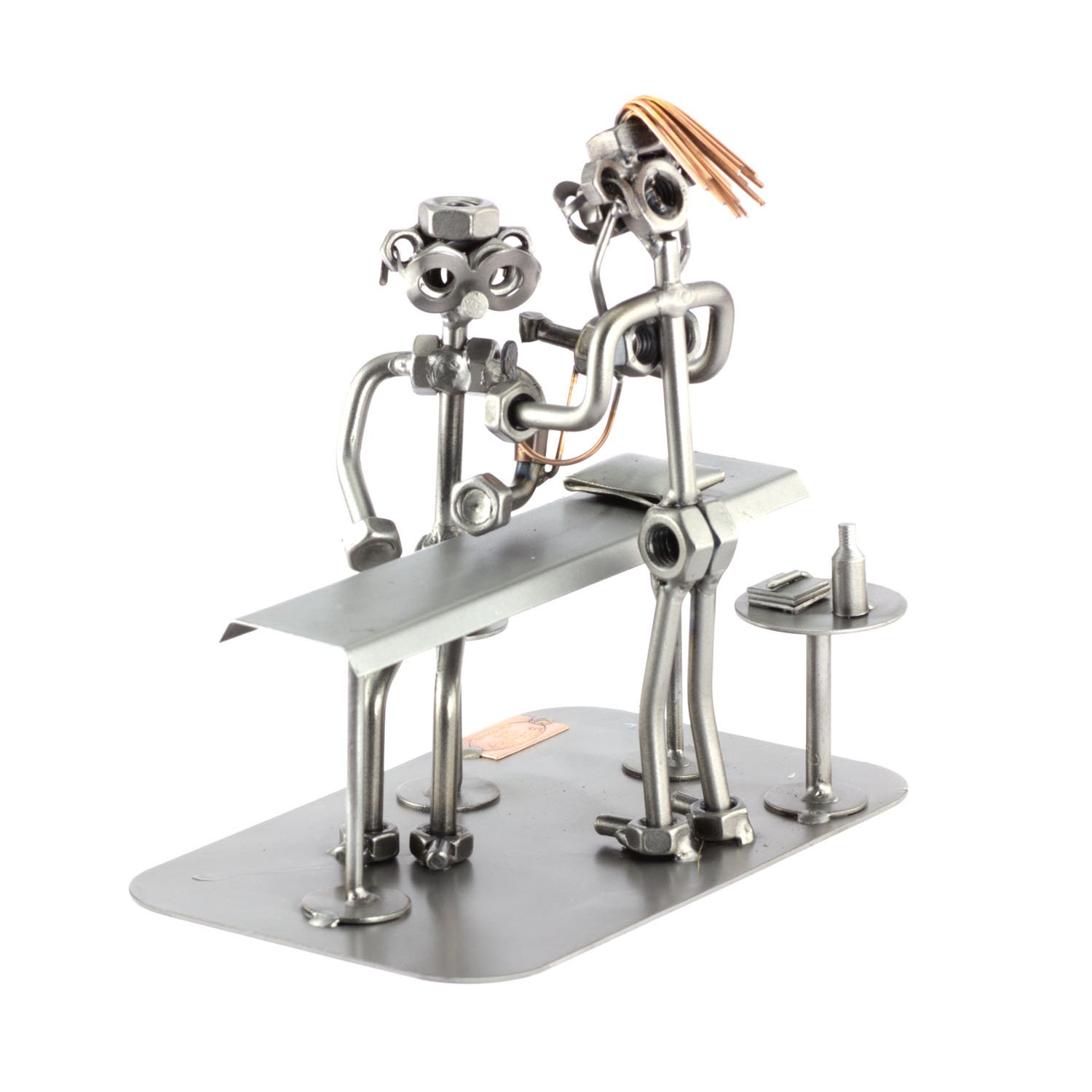 Handmade Metal Figurine - Medical Assistant Sculpture with Nuts & Bolts | German Craftsmanship | Perfect for Office Decor, Medical Gifts & Collectibles