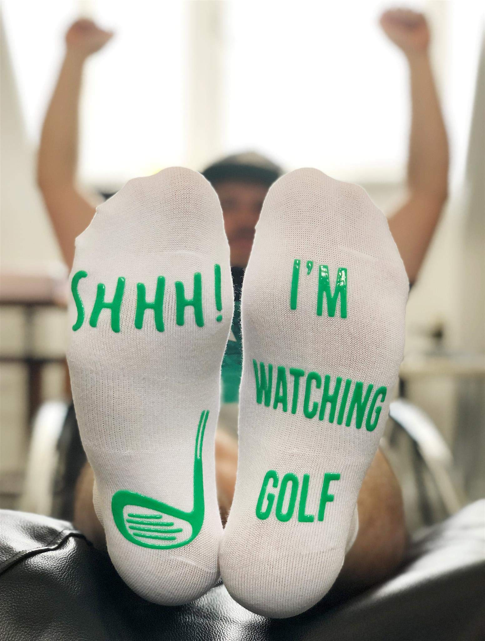 Funny Golf Socks for Men & Women - 'Shhh, I'm Watching Golf' Novelty Ankle Socks - Perfect Golf Gift for Dad, Husband, Golf Lovers - Comfortable Lounge Socks for Golf Tournaments & Relaxing at Home