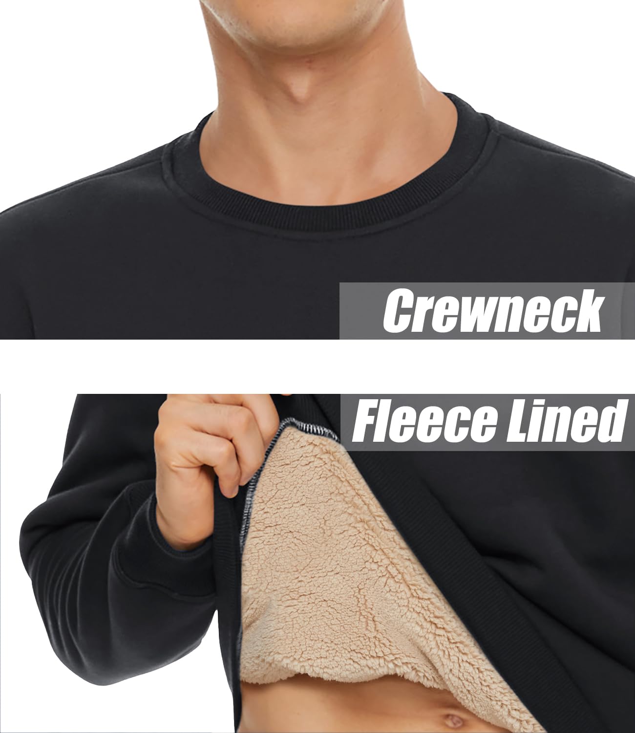 TACVASEN Men's Fleece Sherpa Sweatshirt - Warm Winter Pullover for Outdoor & Casual Wear