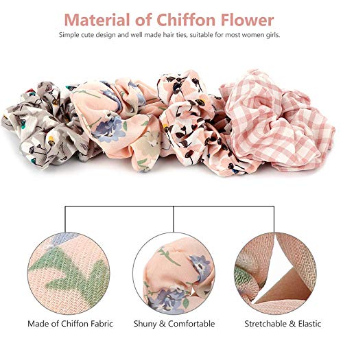 Elegant Floral Hair Scrunchies for Women & Girls - 30PCS Chiffon Ponytail Holders, Soft Hair Bands for Everyday, Party, Wedding & Casual Outfits | Perfect Hair Accessories for School, Work & Special Occasions