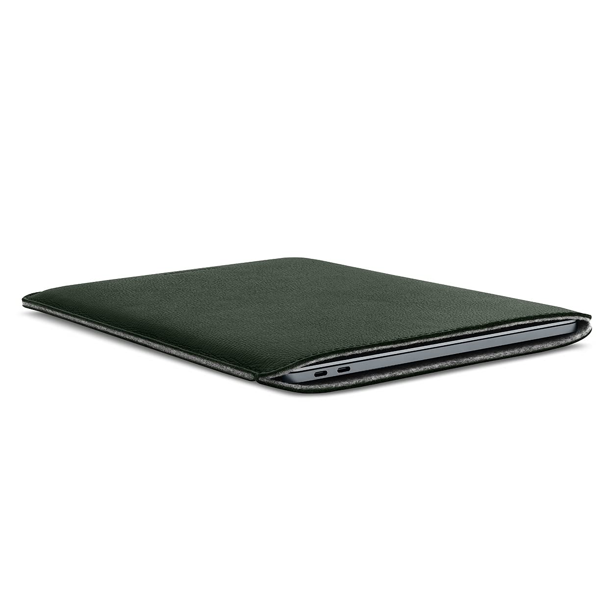 Premium Genuine Leather Sleeve Case for 13-inch MacBook Pro & 13.6-inch MacBook Air - Eco-Friendly Green - Perfect for Office, Travel & Daily Protection