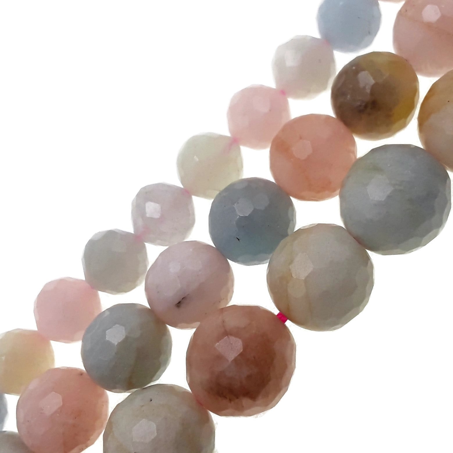 Morganite Faceted Round Beads 6mm 8mm 10mm 12mm 15.5 Strand - Jewelry Making Supplies for Necklaces, Bracelets & DIY Craft Projects