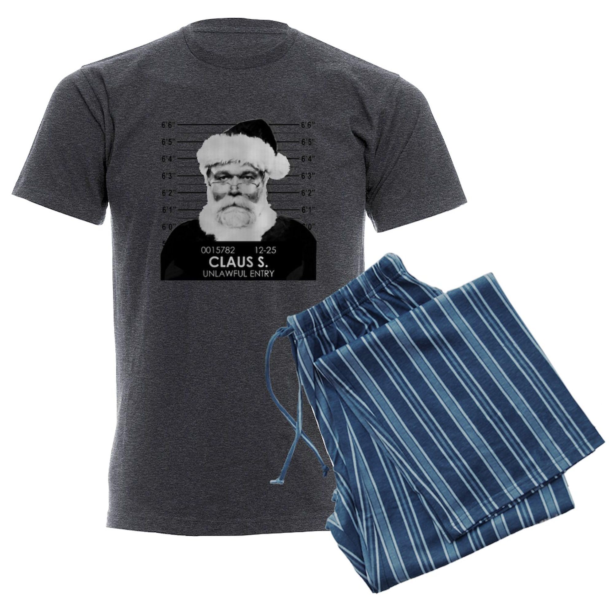 Santa Mugshot Men's Light Pajama Set - Charcoal Novelty Sleepwear for Christmas | Cozy Lounge & Holiday Gift for Him