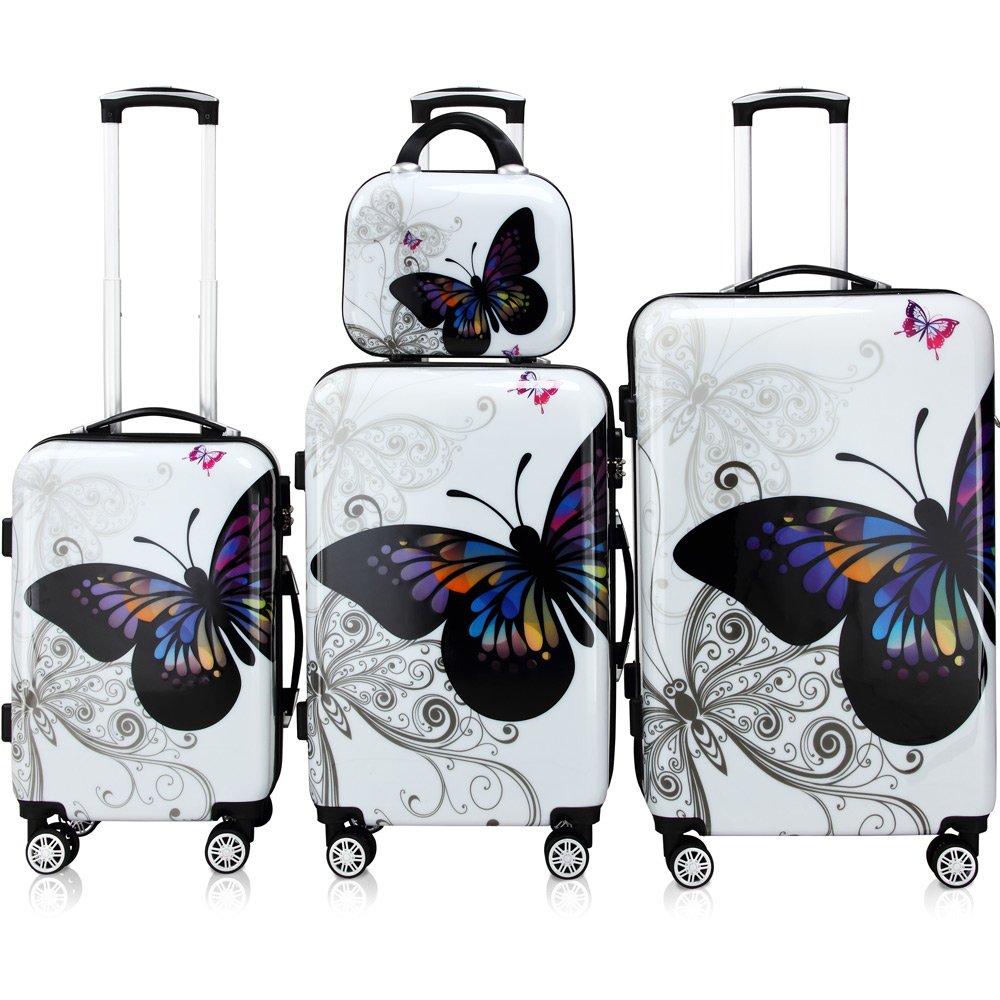 MONZANA® 4-Piece Hardshell Luggage Set with Spinner Wheels - Lightweight Carry-On Suitcases in 3 Sizes (Large, Medium, Small) | 360° Rotating Castors & TSA Lock | Perfect for Air Travel, Business Trips & Vacation Packing