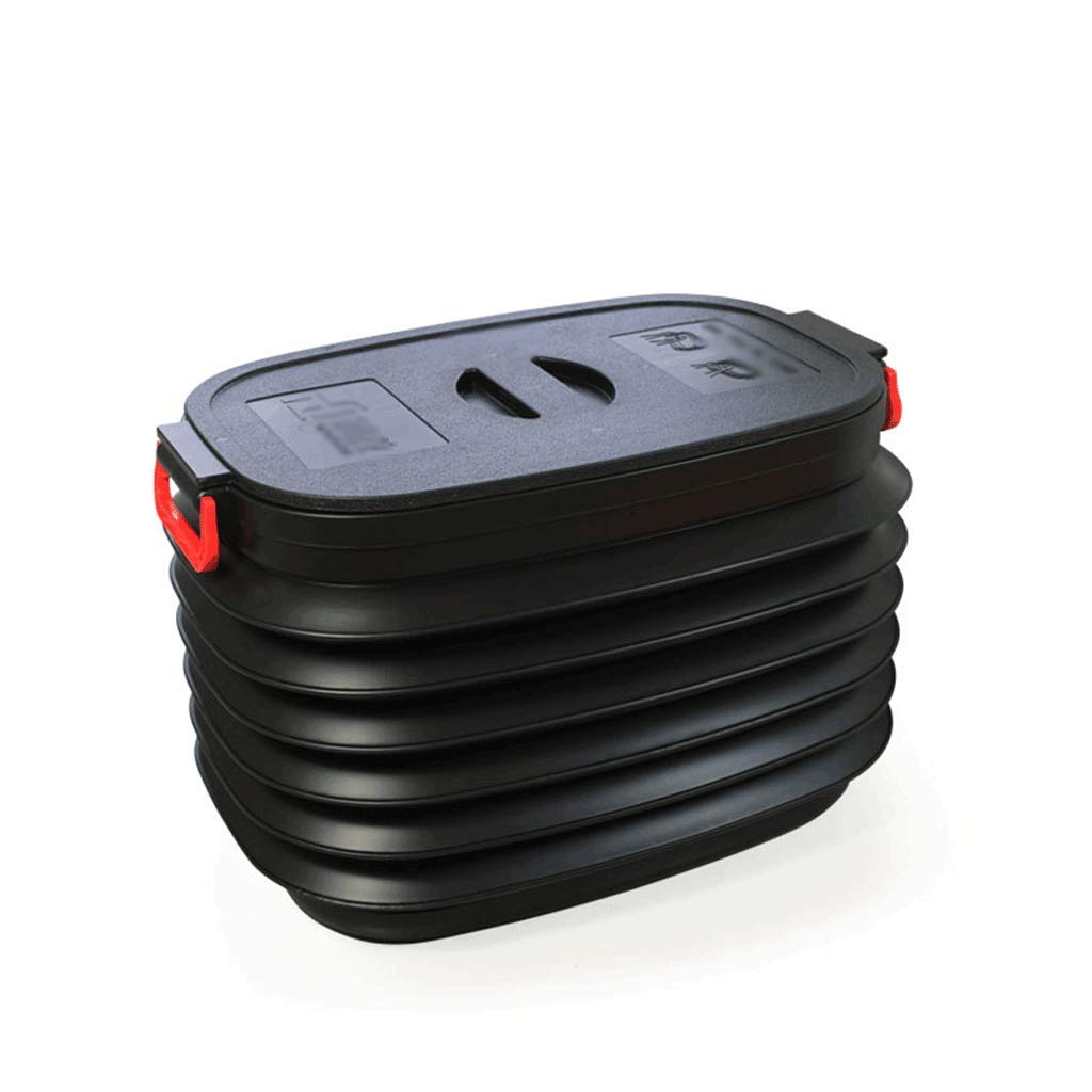 QTBH Retractable Folding Car Trash Can - Large Capacity Trunk Organizer, Auto Storage Box for Camping, Fishing & Kitchen Use - Portable Garbage Bin for Outdoor Activities (Black)