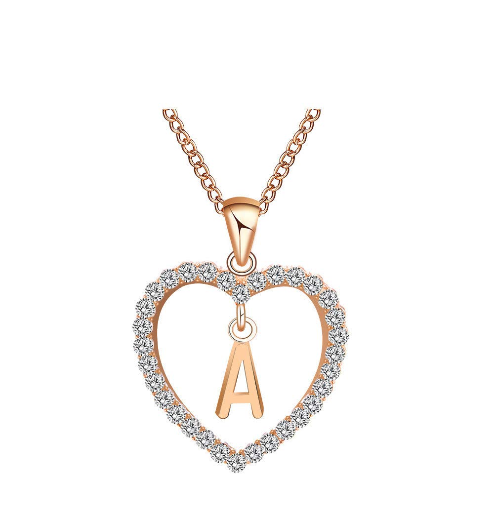 Initial Heart Necklace - Personalized 26 English Letter Name Pendant Jewelry for Women & Girls | Fashion Gift for Her, Birthday, Anniversary, Valentine's Day | Perfect for Everyday Wear, Date Night & Special Occasions