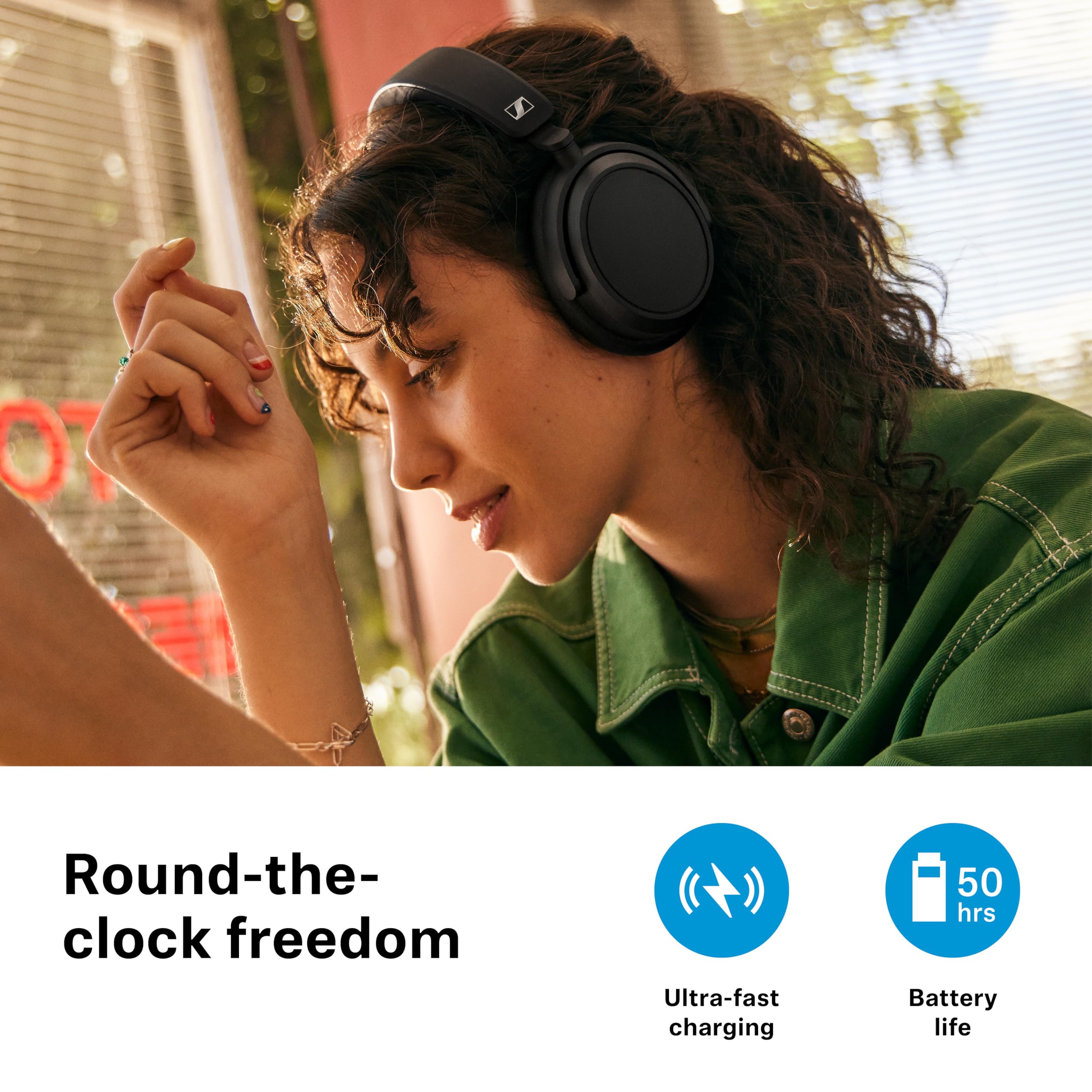 Sennheiser ACCENTUM Plus Wireless Bluetooth Headphones with ANC - 50H Battery, Fast Charge, Touch Control & Personalized Sound - Black | Perfect for Travel, Workouts & Noise Cancellation