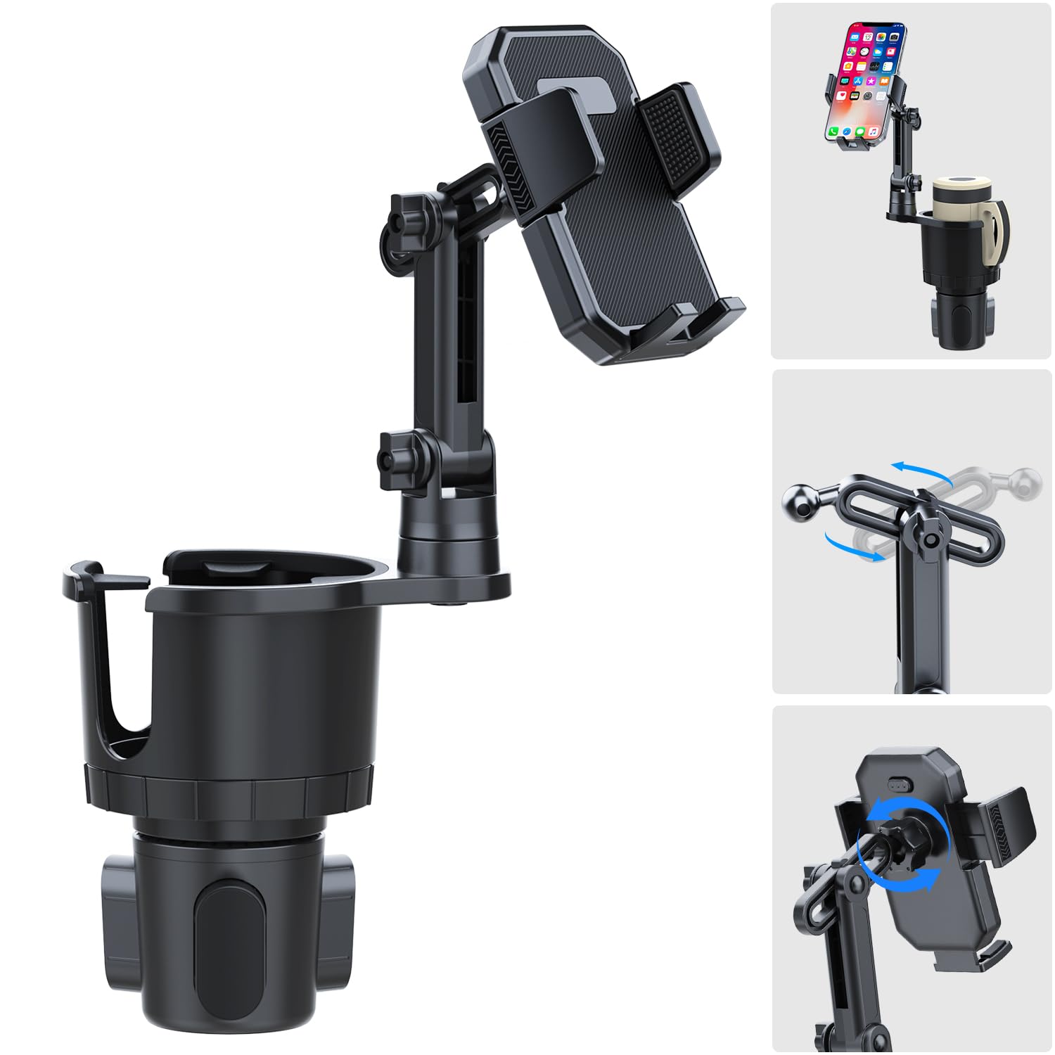 HUMBEST Expandable Car Cup Holder Phone Mount - Universal Phone Holder for iPhone & Android - Perfect for Road Trips, Commuting & Hands-Free Driving