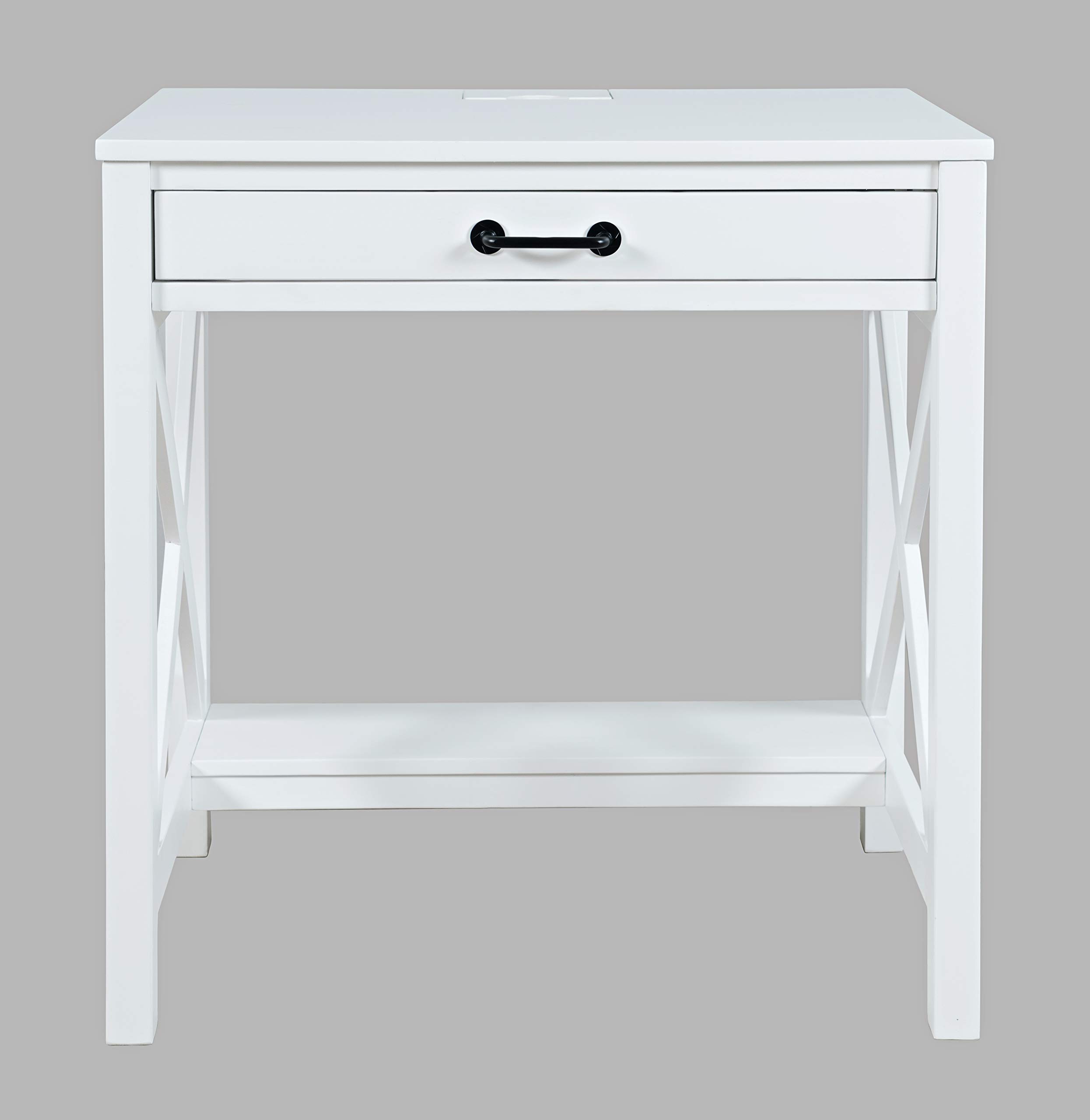 Jofran Hobson Modern White USB Charging Computer Desk and Chair Set - Perfect for Home Office, Study, and Workspace Organization